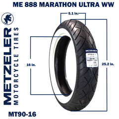 Metzeler ME 888 Marathon Ultra White Wall MT90 B16 Rear Tire with Keychain