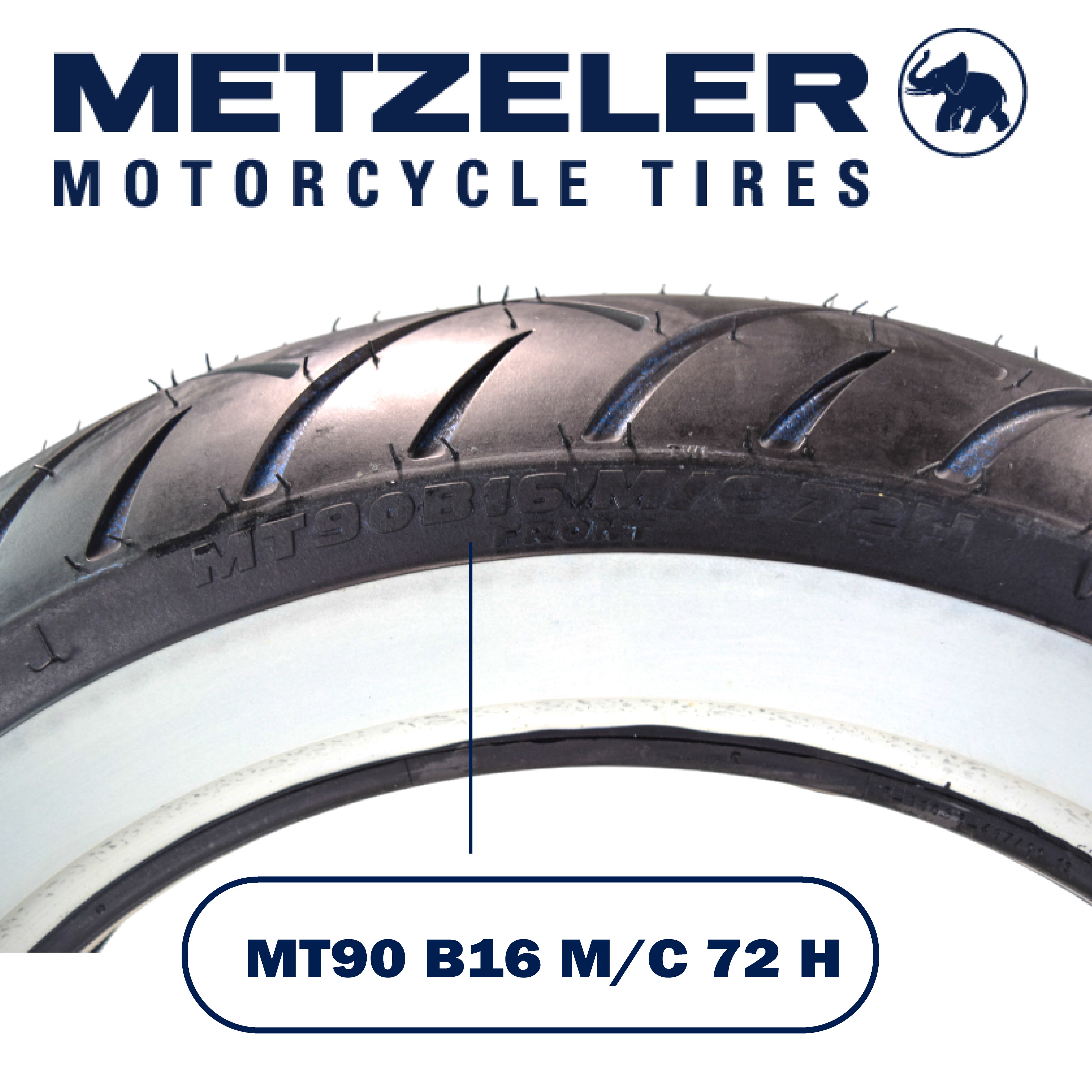 Metzeler ME 888 Marathon Ultra White Wall MT90 B16 Rear Tire with Keychain