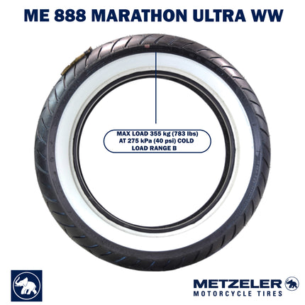 Metzeler ME 888 Marathon Ultra White Wall MT90 B16 Rear Tire with Keychain