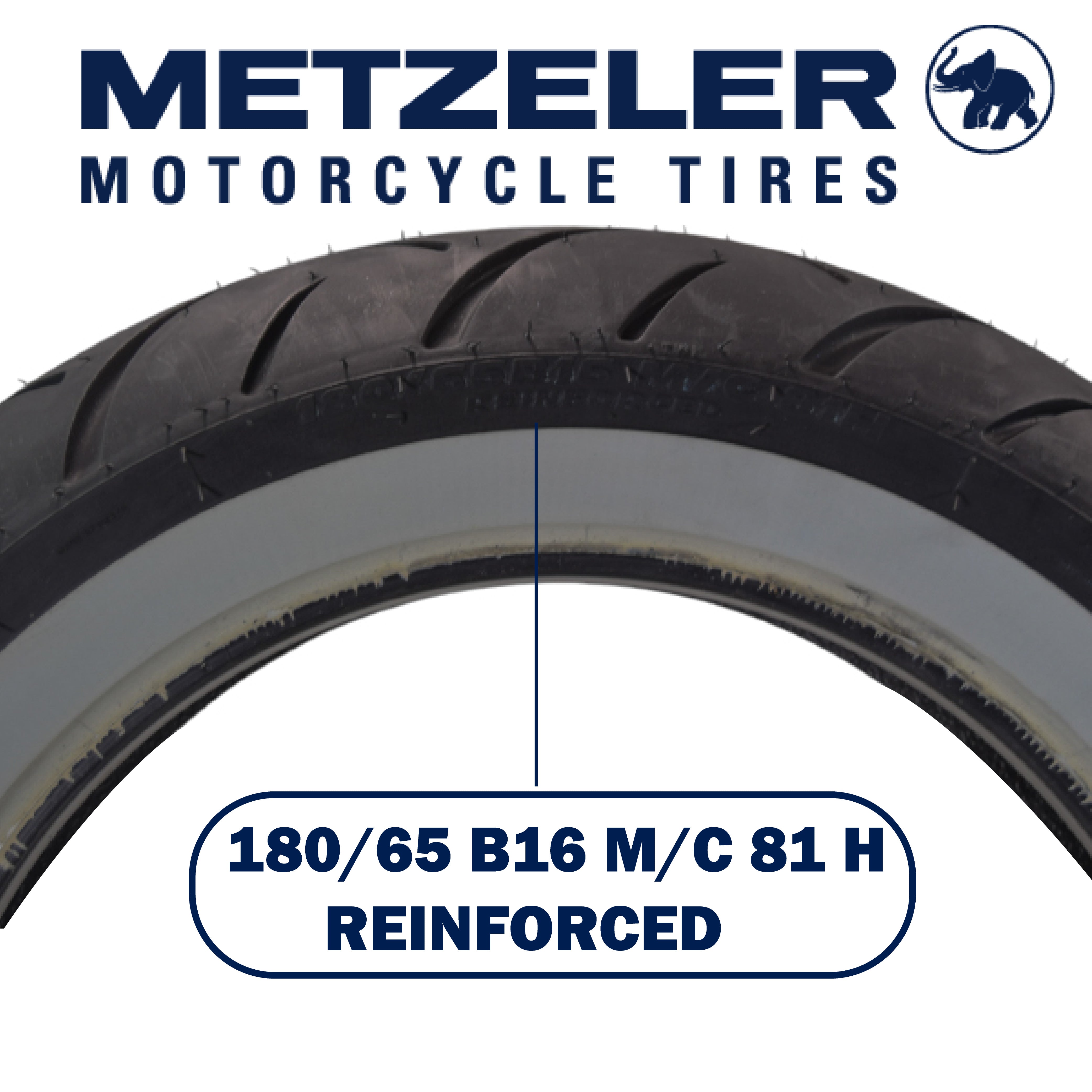 Metzeler ME 888 Marathon Ultra White Wall 180/65B16 REINF Rear Tire with Keychain