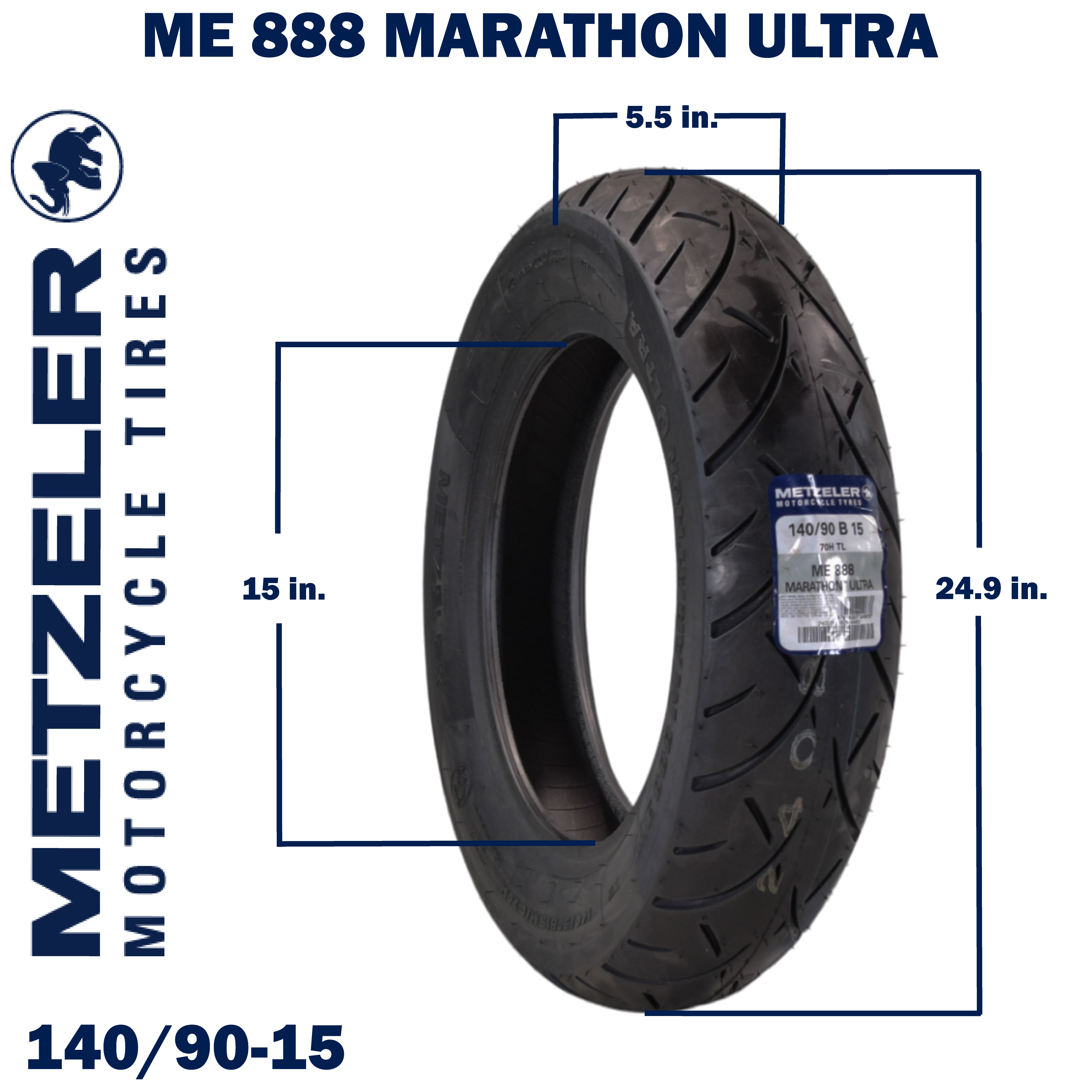 Metzeler ME 888 Marathon Ultra Rear 140/90B15 70H Motorcycle Tire with Keychain