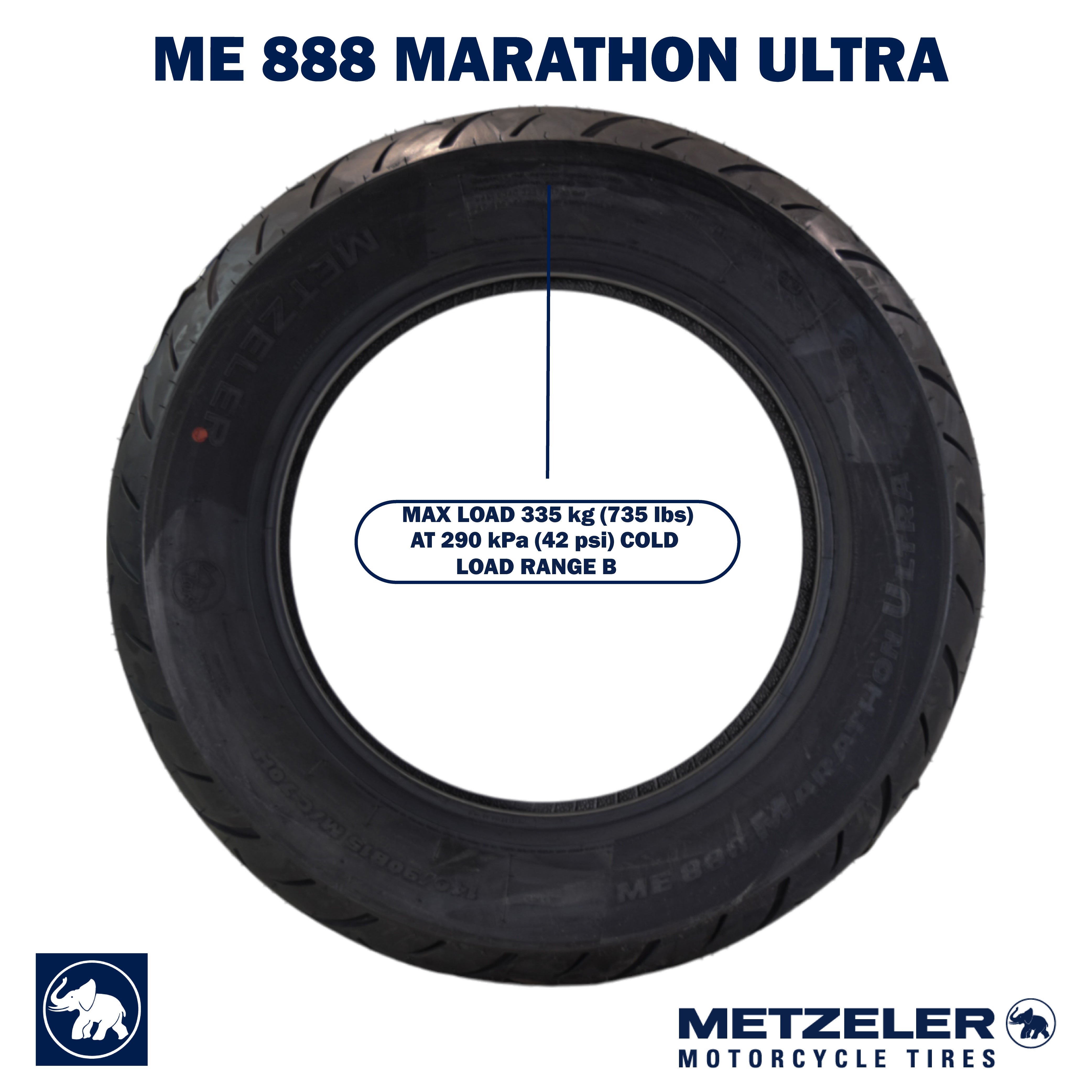 Metzeler ME 888 Marathon Ultra Rear 140/90B15 70H Motorcycle Tire with Keychain