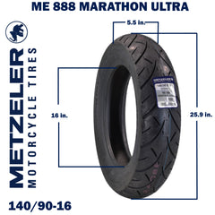 Metzeler ME 888 Marathon Ultra Rear 140/90B16 REINF Motorcycle Tire w/ Keychain