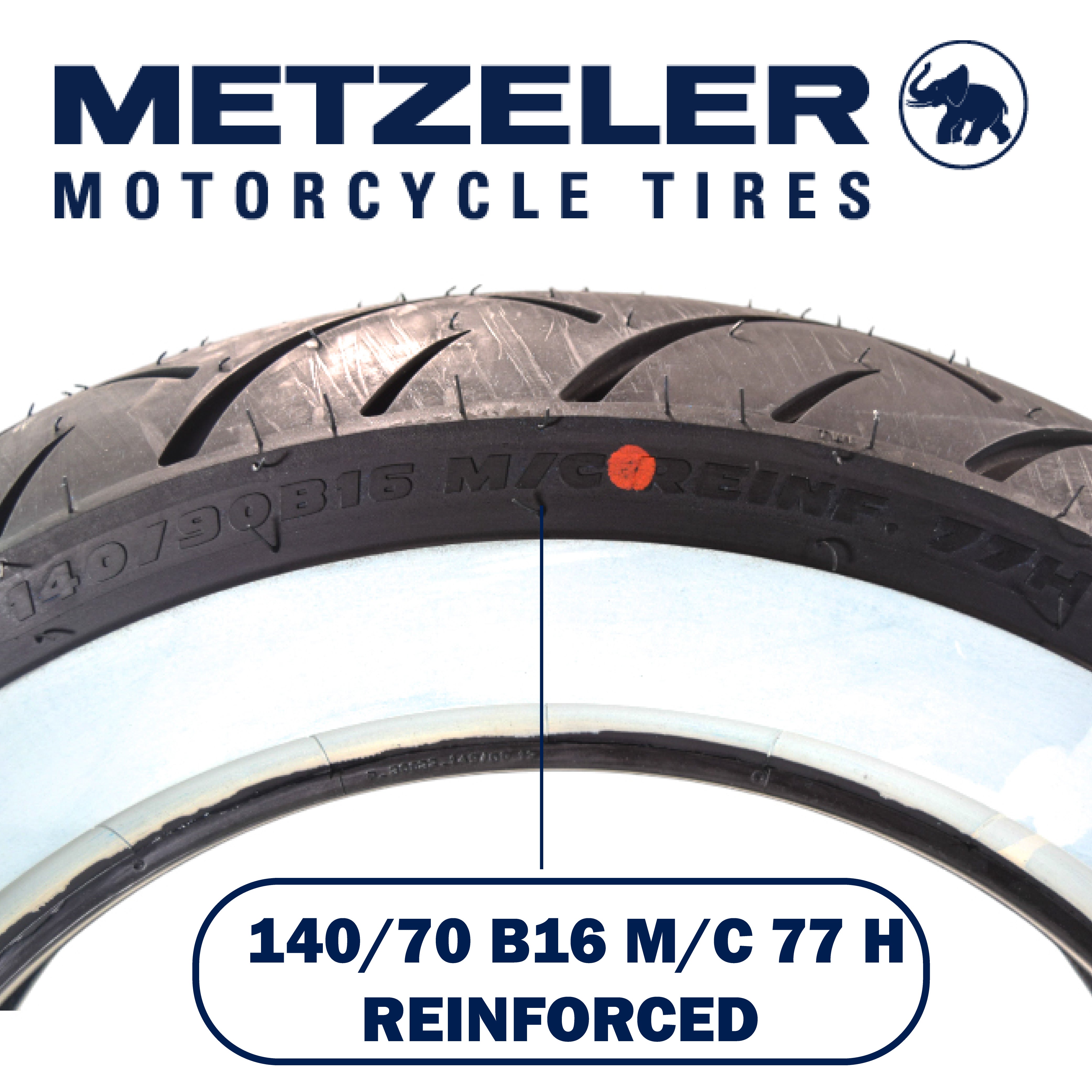 Metzeler ME 888 Marathon Ultra White Wall 140/90B16 REINF Rear Tire with Keychain