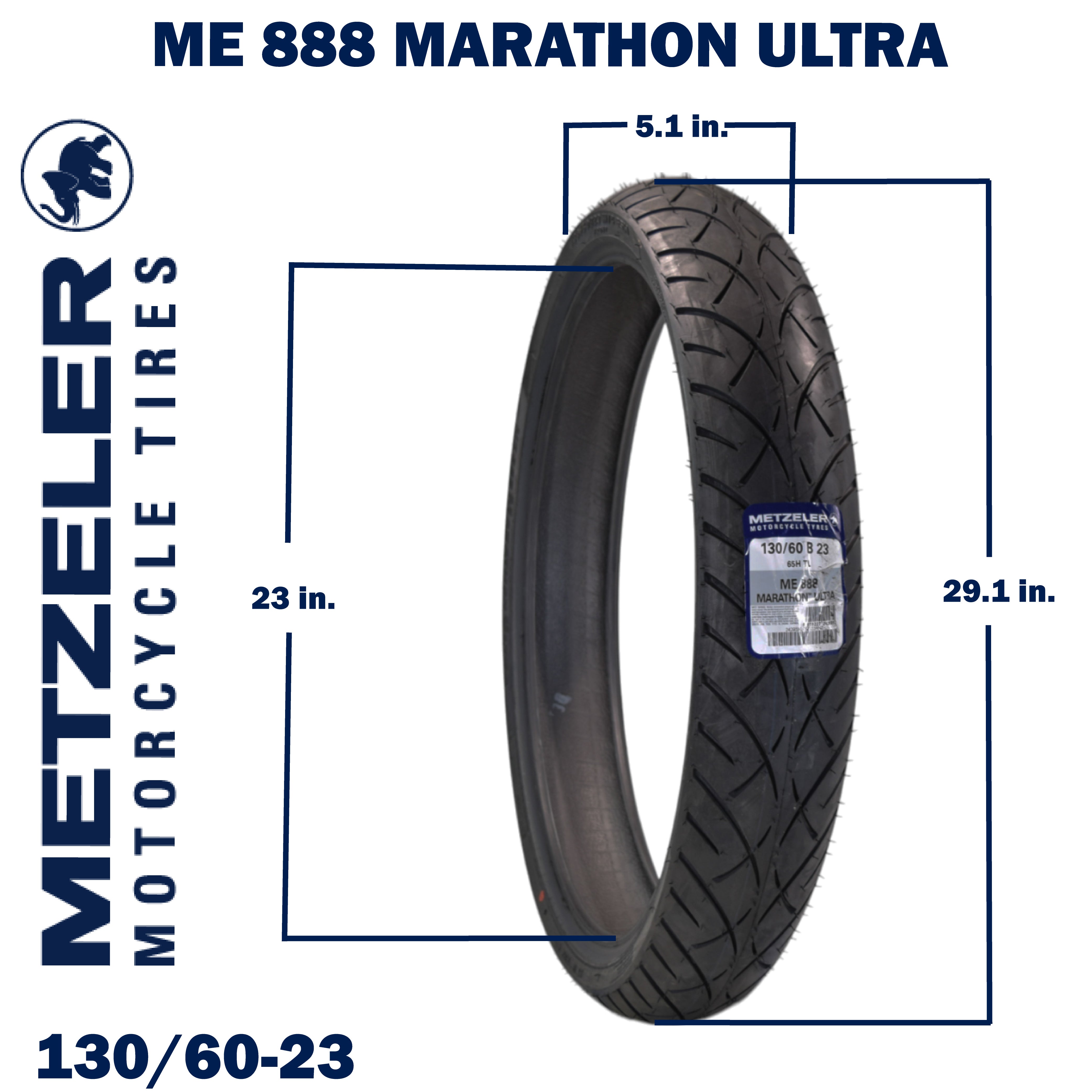 Metzeler ME 888 Marathon Ultra Front 130/60-23 65H Motorcycle Tire with Keychain