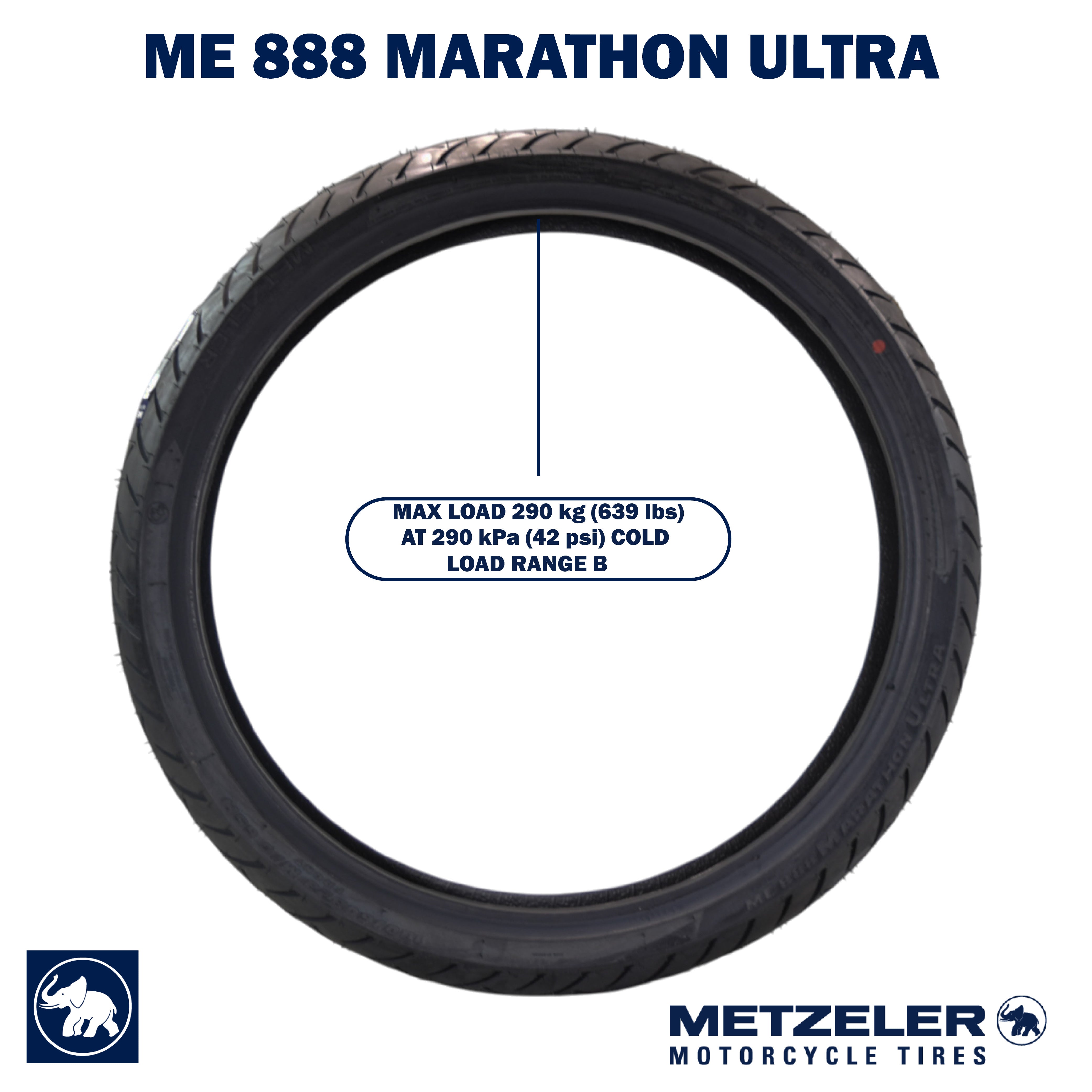 Metzeler ME 888 Marathon Ultra Front 130/60-23 65H Motorcycle Tire with Keychain