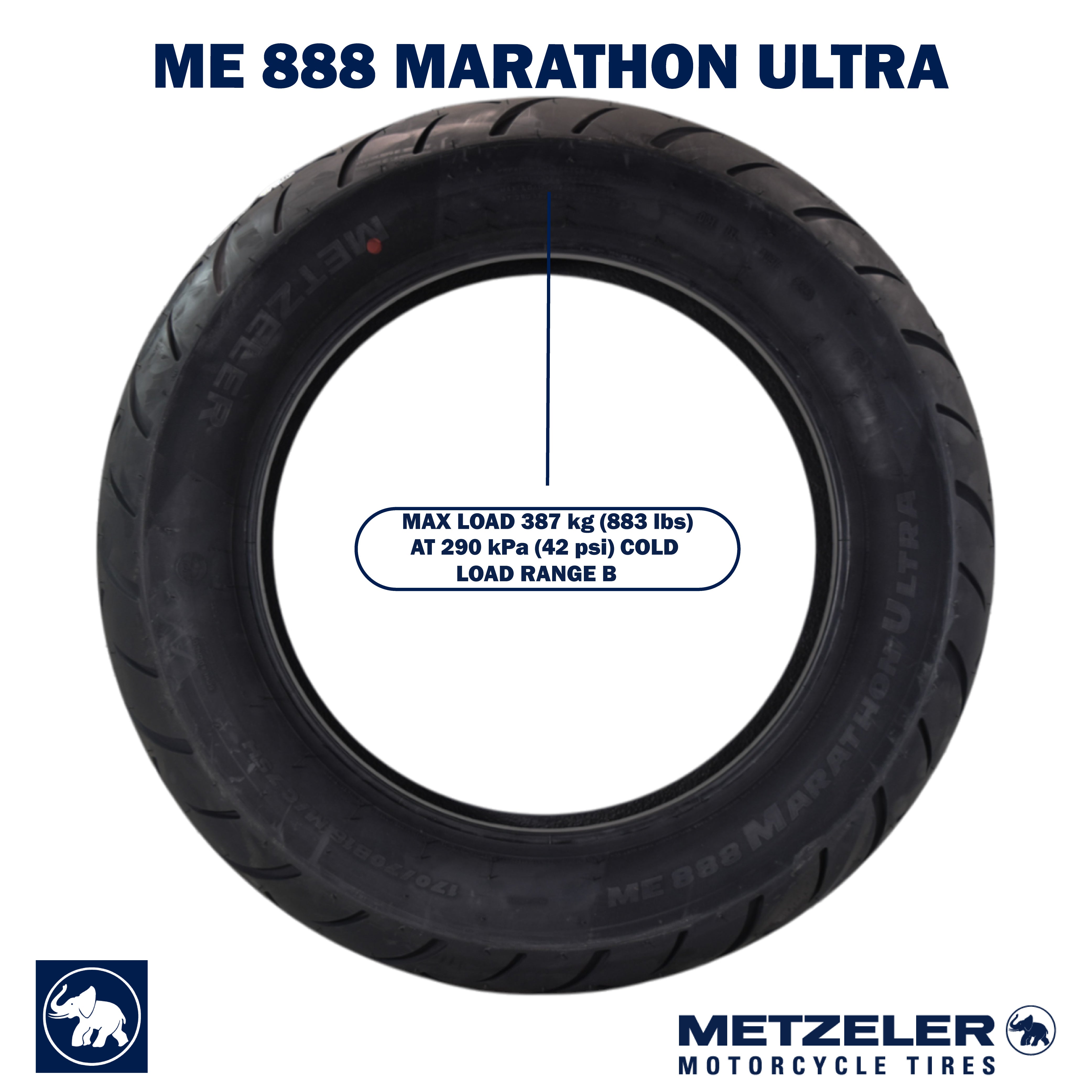 Metzeler ME 888 Marathon Ultra Rear 170/70B16 75H Motorcycle Tire with Keychain