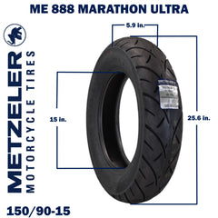 Metzeler ME 888 Marathon Ultra Rear 150/90B15 REINF Motorcycle Tire w/ Keychain