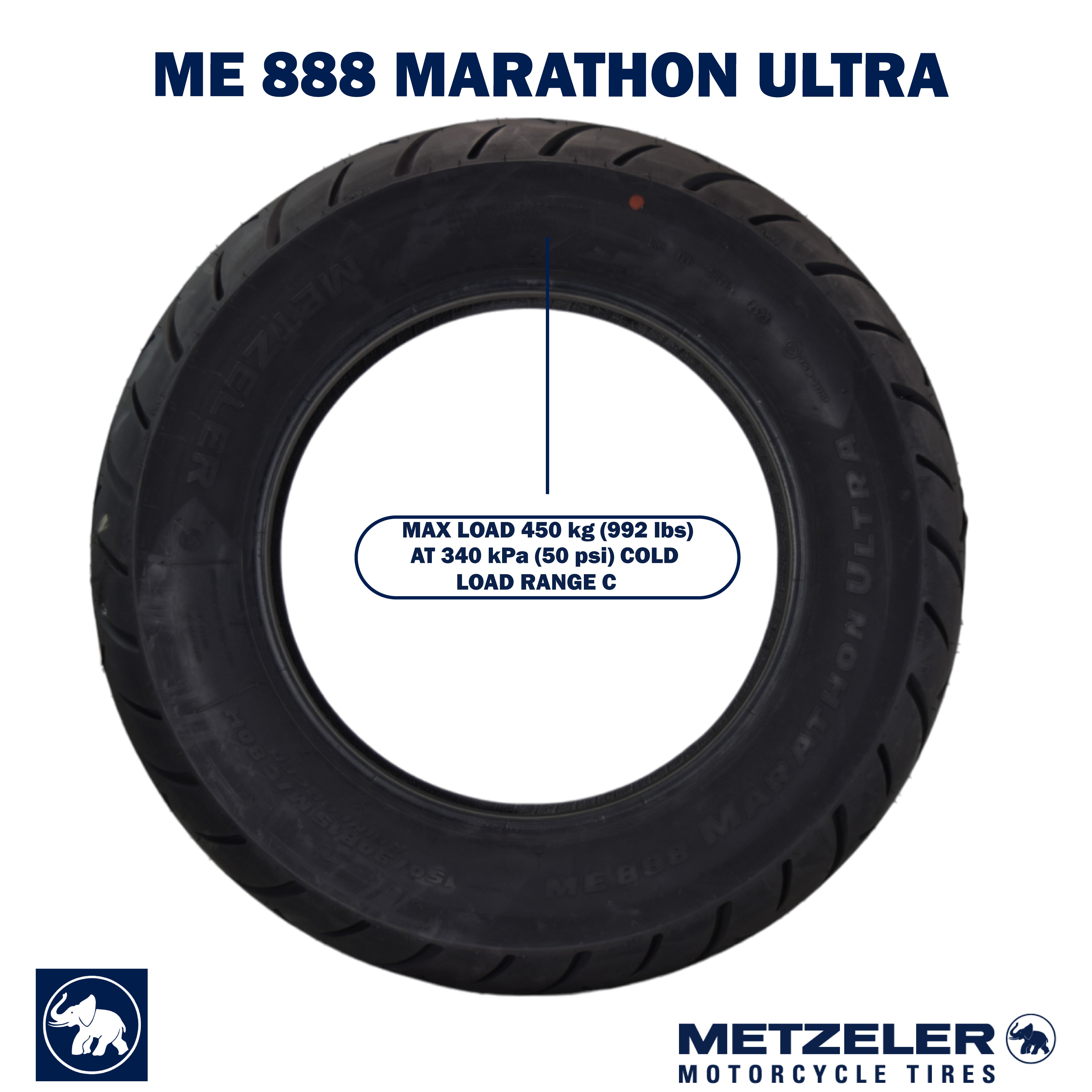 Metzeler ME 888 Marathon Ultra Rear 150/90B15 REINF Motorcycle Tire w/ Keychain