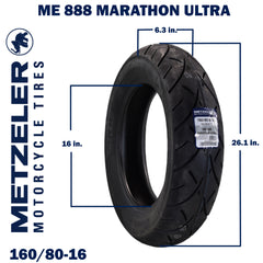 Metzeler ME 888 Marathon Ultra Rear 160/80B16 REINF Motorcycle Tire w/ Keychain