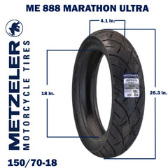 Metzeler ME 888 Marathon Ultra Rear 150/70B18 REINF Motorcycle Tire w/ Keychain