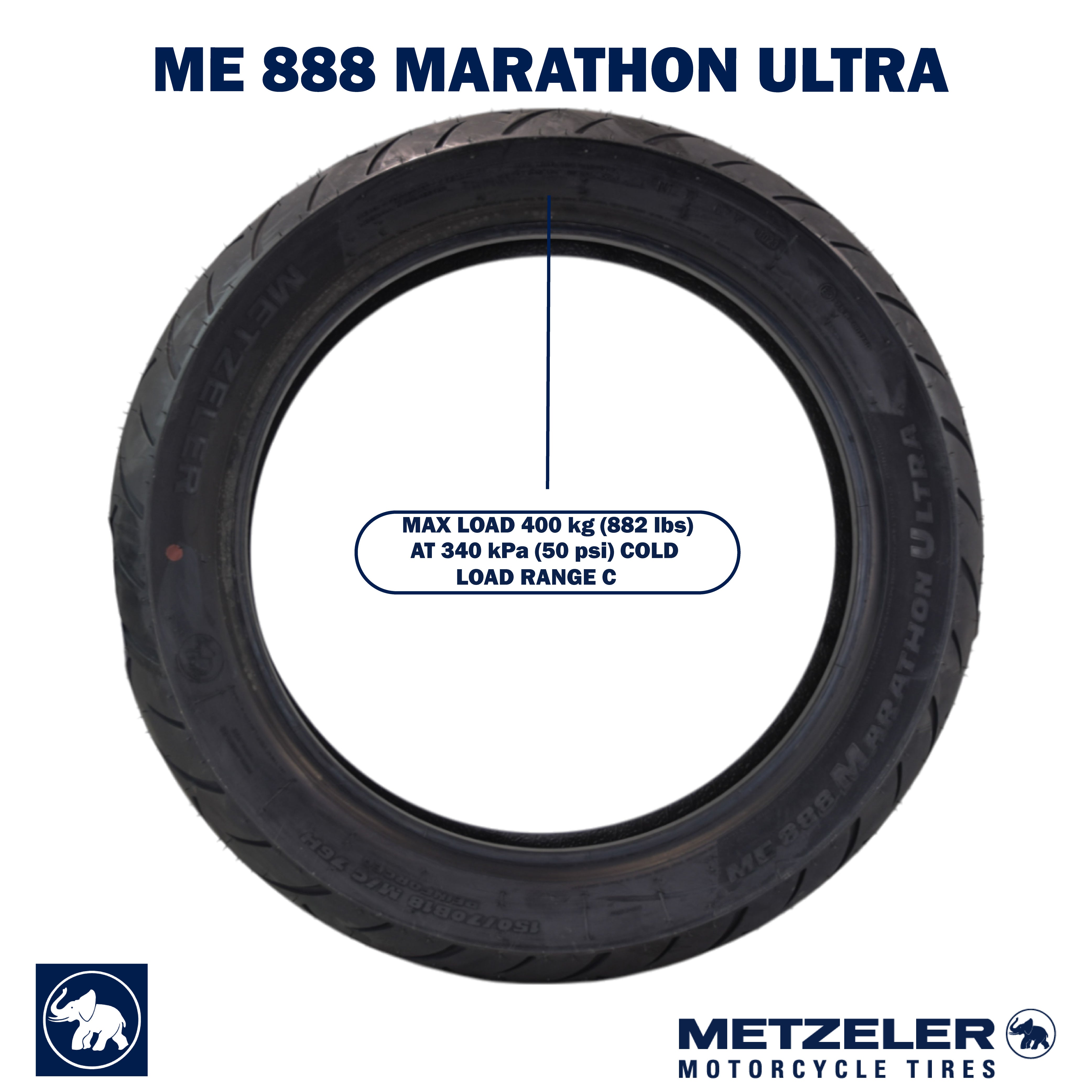 Metzeler ME 888 Marathon Ultra Rear 150/70B18 REINF Motorcycle Tire w/ Keychain