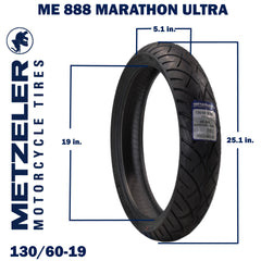 Metzeler ME 888 Marathon Ultra 130/60B19 & 180/65B16 MC Tire Set with Keychain