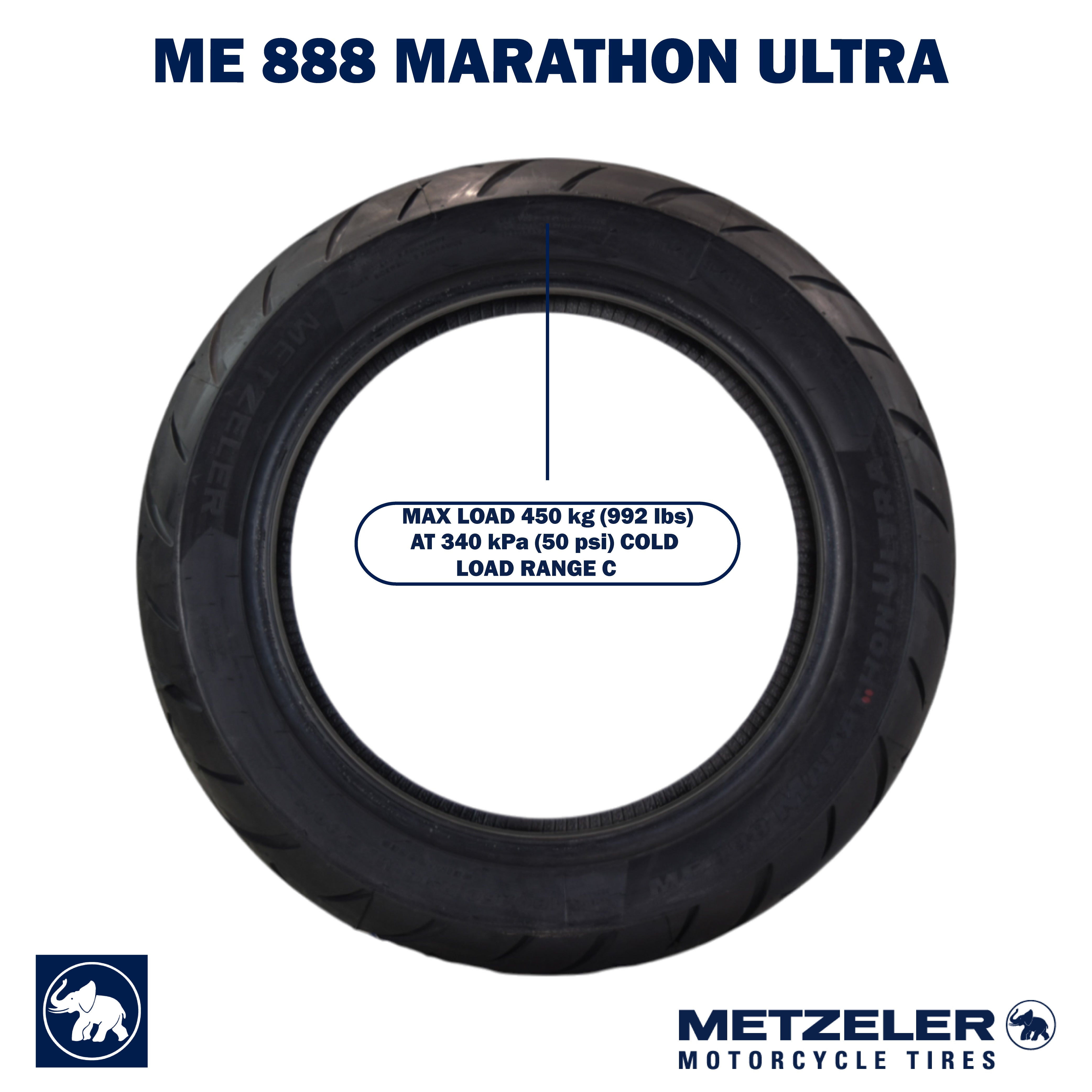 Metzeler ME 888 Marathon Ultra Rear 180/60R16 REINF Motorcycle Tire w/ Keychain