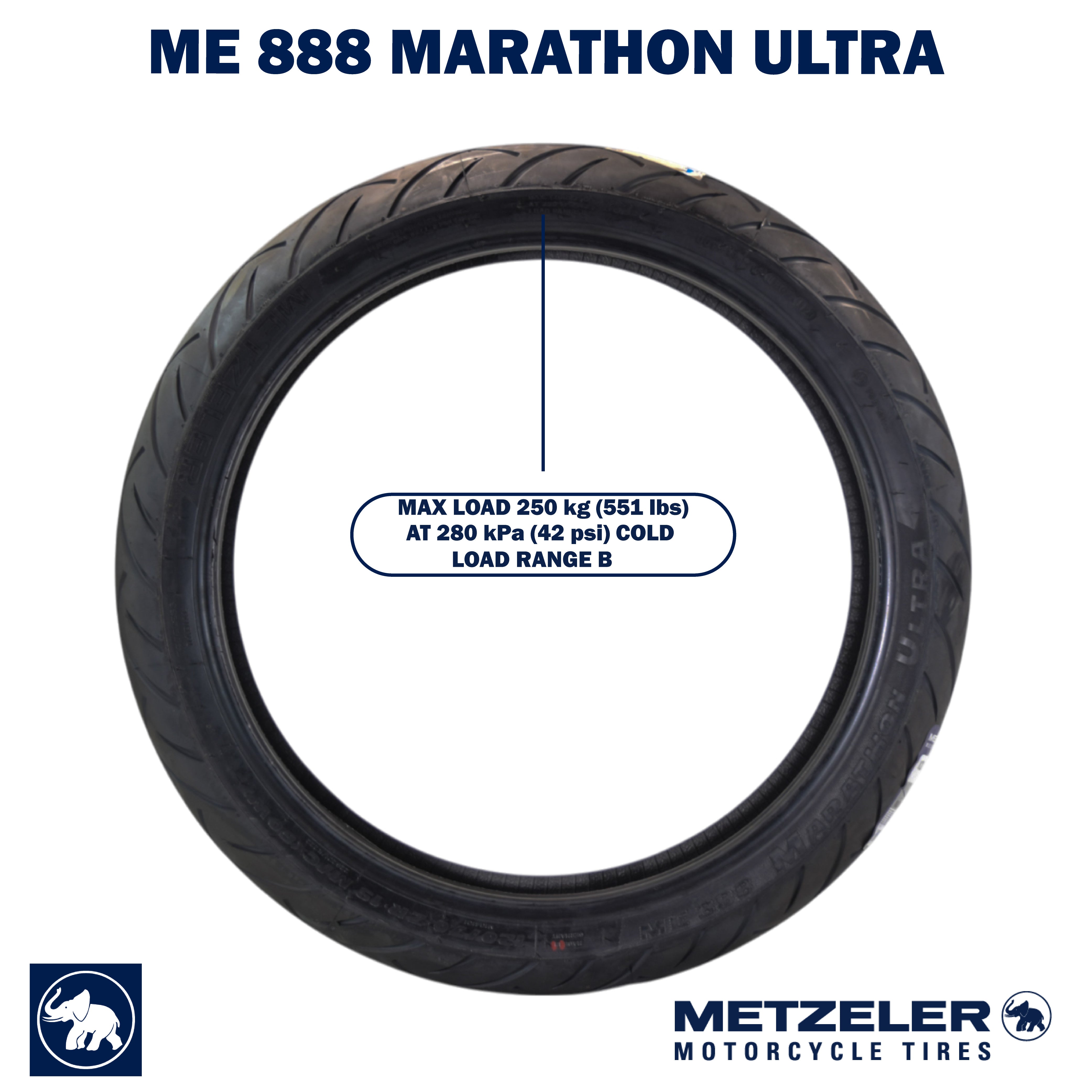 Metzeler ME 888 Marathon Ultra Front 120/70ZR19 60W Motorcycle Tire w/ Keychain