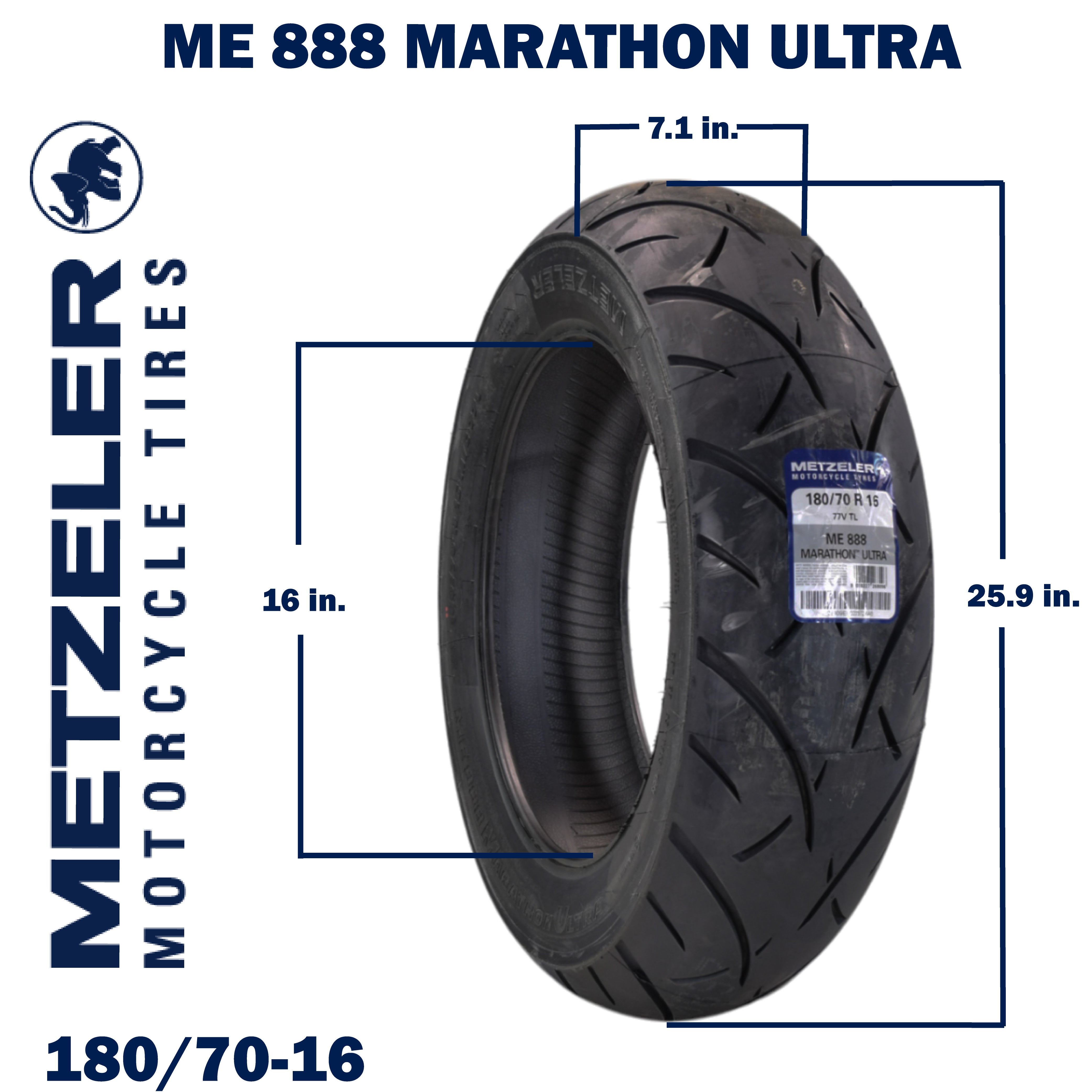 Metzeler ME 888 Marathon Ultra Rear 180/70R16 77V Motorcycle Tire with Keychain