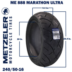 Metzeler ME 888 Marathon Ultra Rear 240/50R16 84V Motorcycle Tire with Keychain