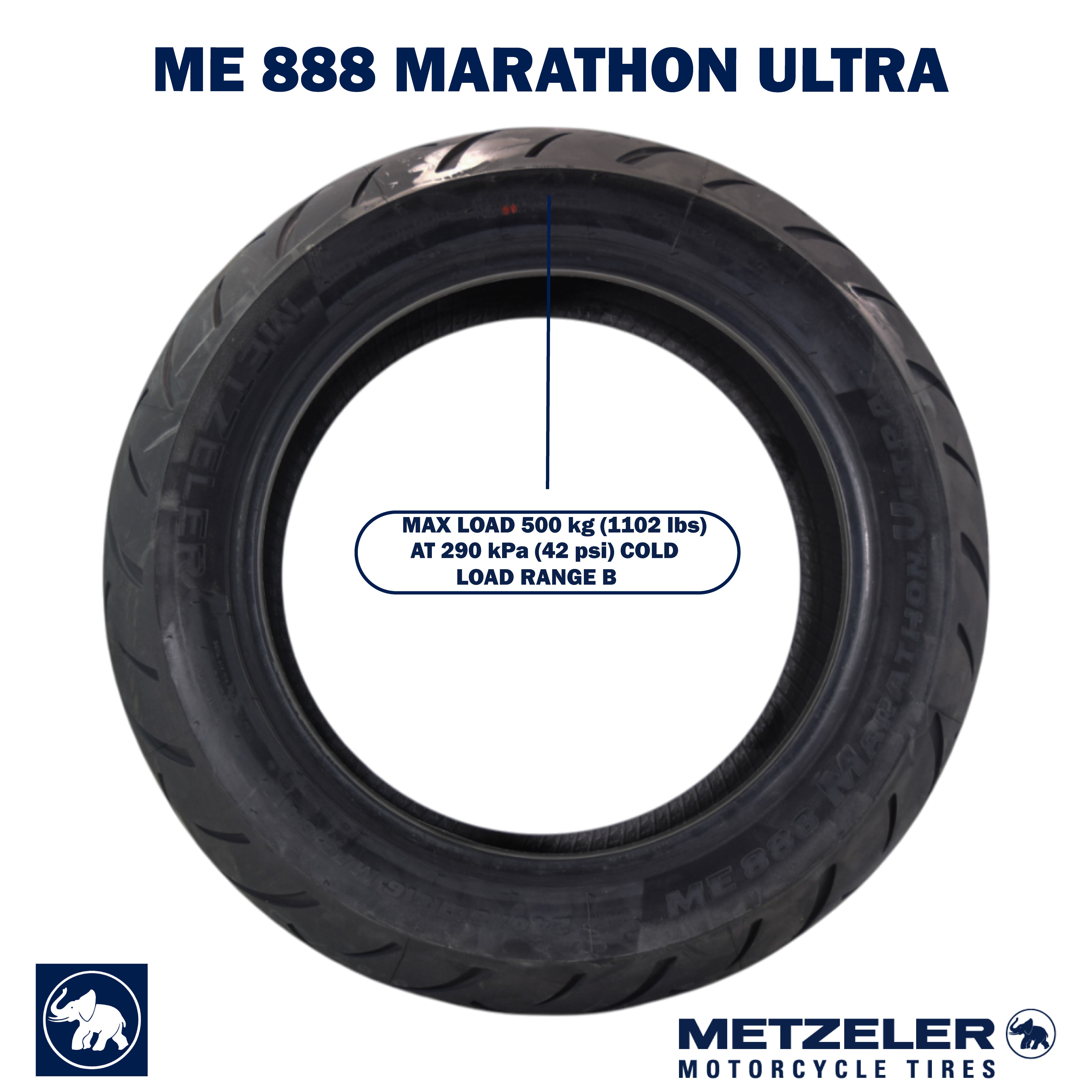 Metzeler ME 888 Marathon Ultra Rear 240/50R16 84V Motorcycle Tire with Keychain