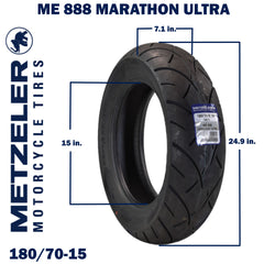 Metzeler ME 888 Marathon Ultra Rear 180/70B15 76H Motorcycle Tire with Keychain