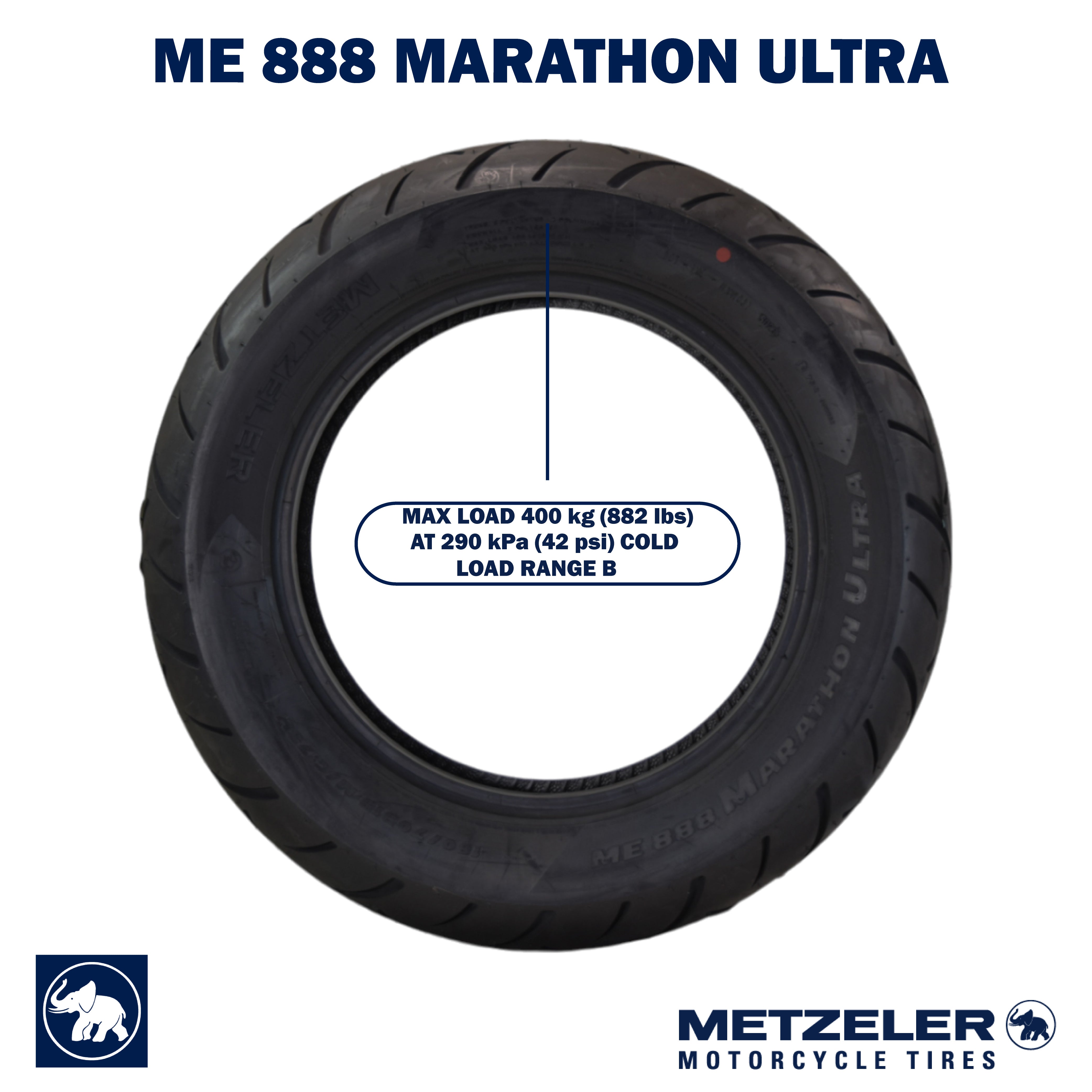 Metzeler ME 888 Marathon Ultra Rear 180/70B15 76H Motorcycle Tire with Keychain