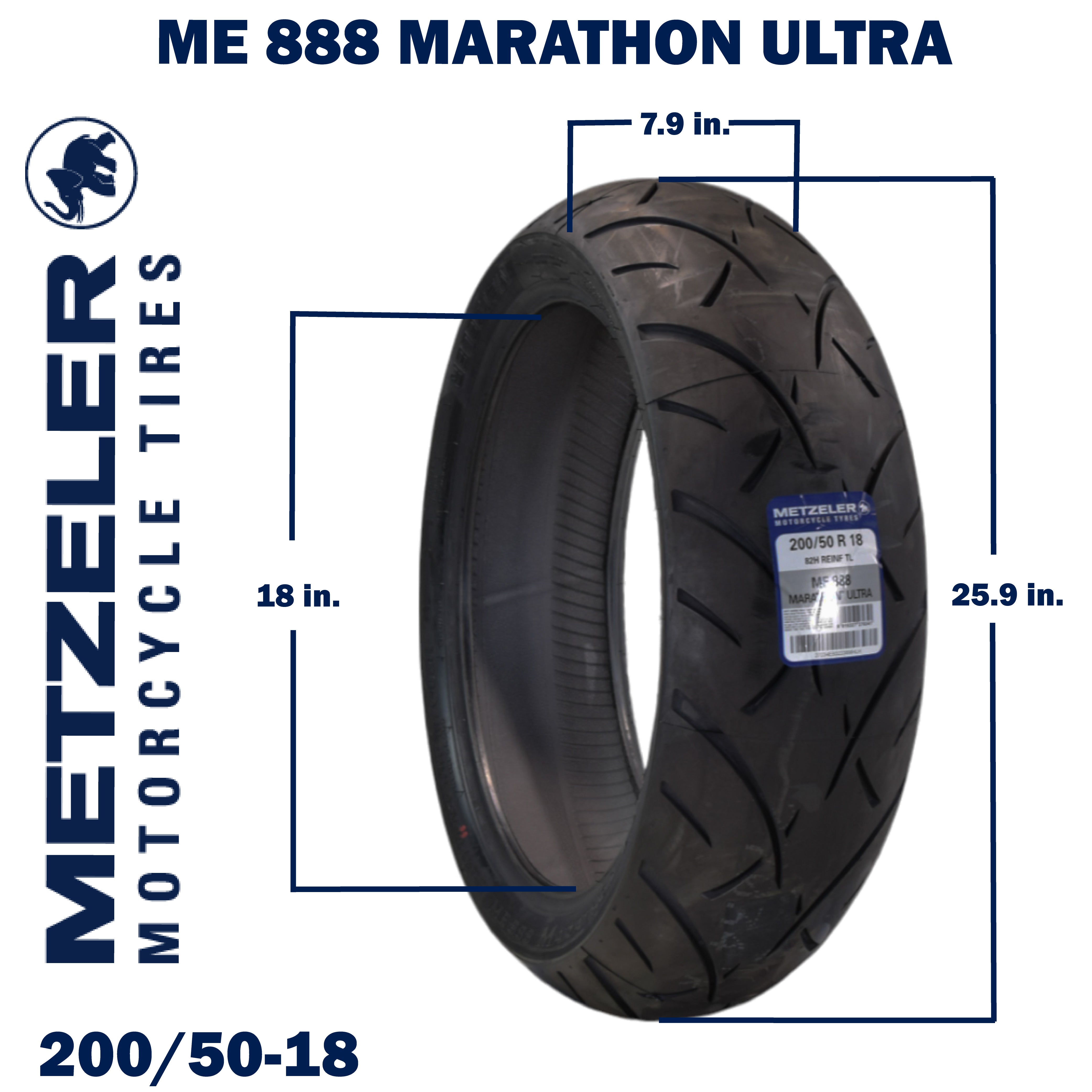 Metzeler ME 888 Marathon Ultra Rear 200/50R18 REINF Motorcycle Tire w/ Keychain