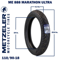 Metzeler ME 888 Marathon Ultra Front 110/90-18 61H Motorcycle Tire with Keychain