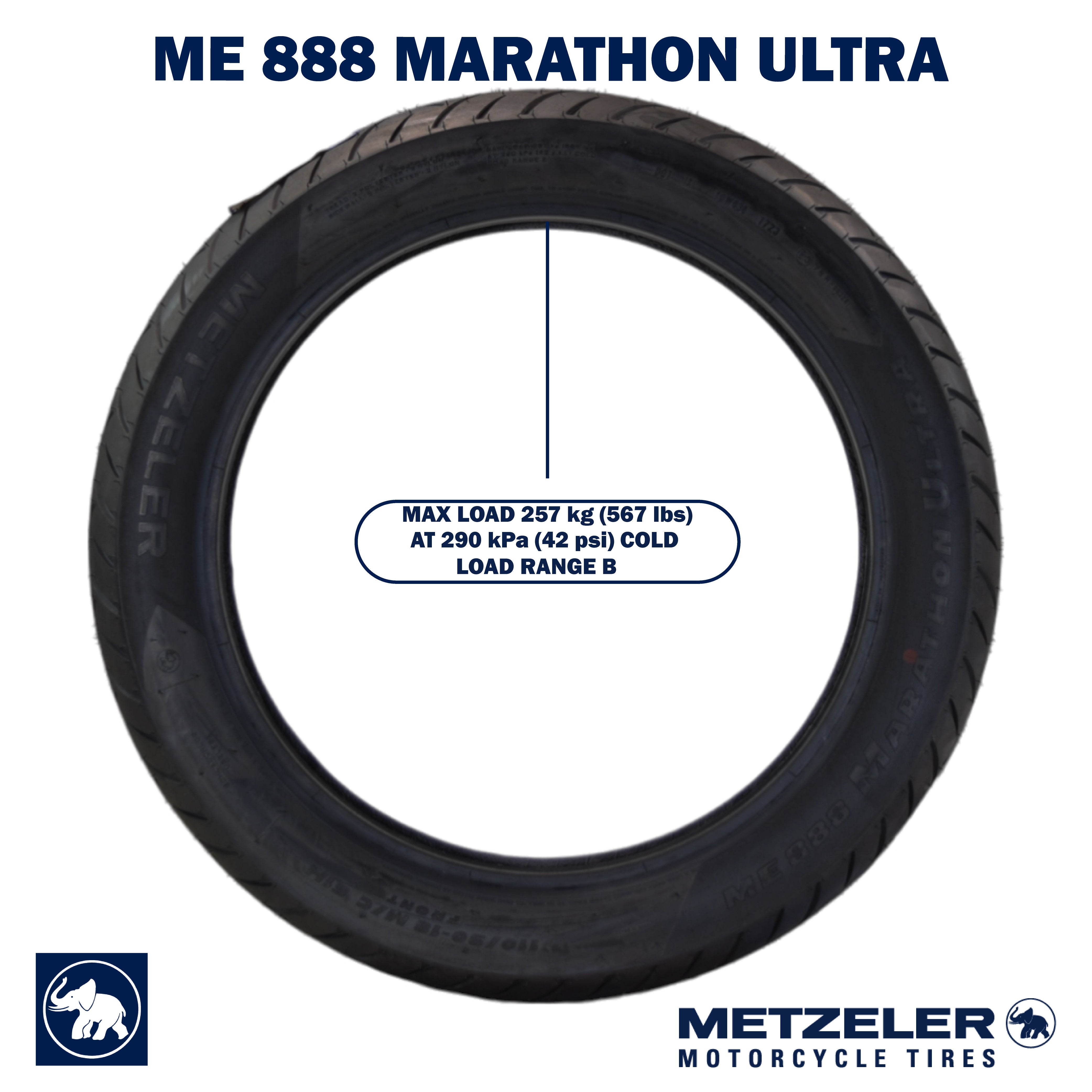 Metzeler ME 888 Marathon Ultra Front 110/90-18 61H Motorcycle Tire with Keychain