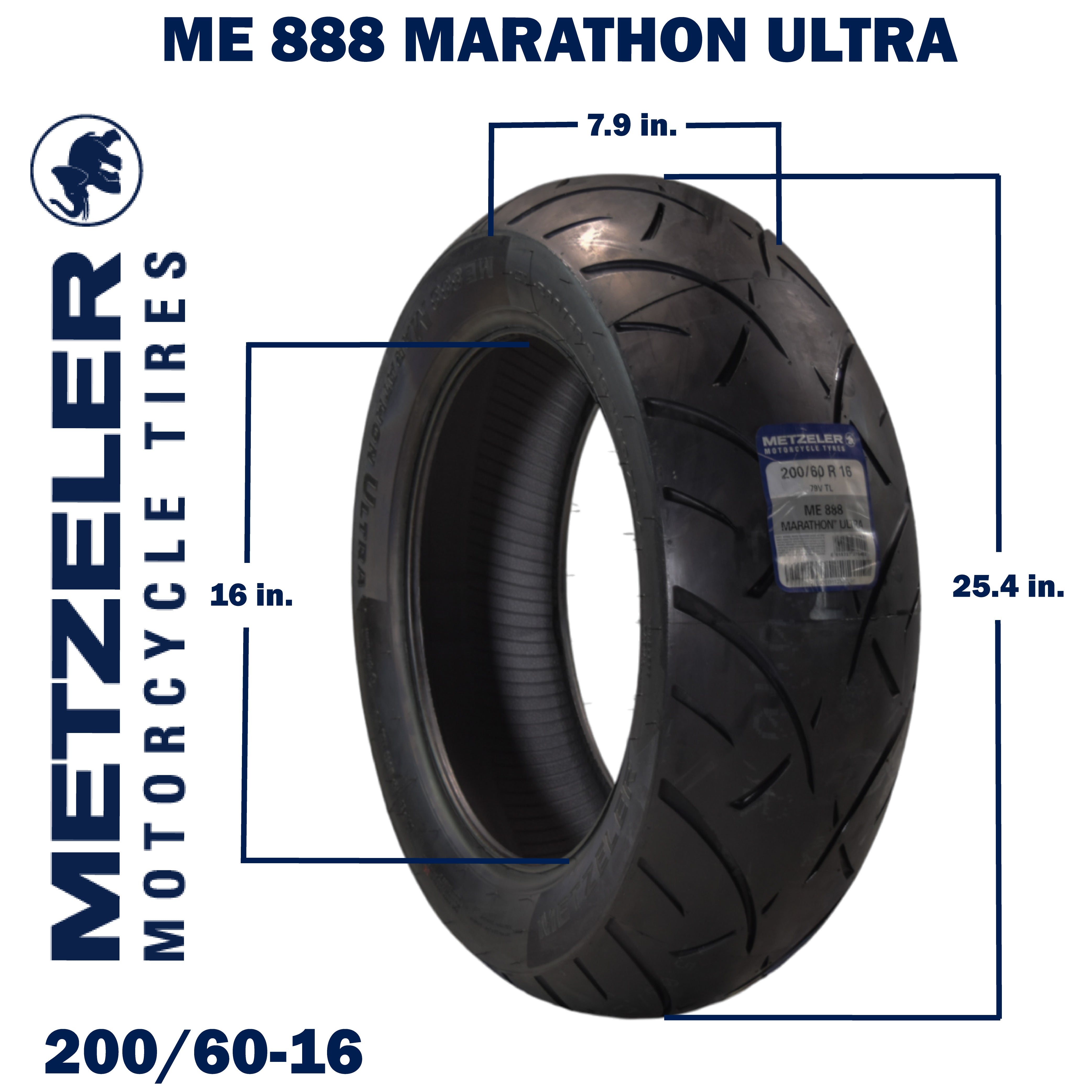 Metzeler ME 888 Marathon Ultra Rear 200/60R16 79V Motorcycle Tire with Keychain