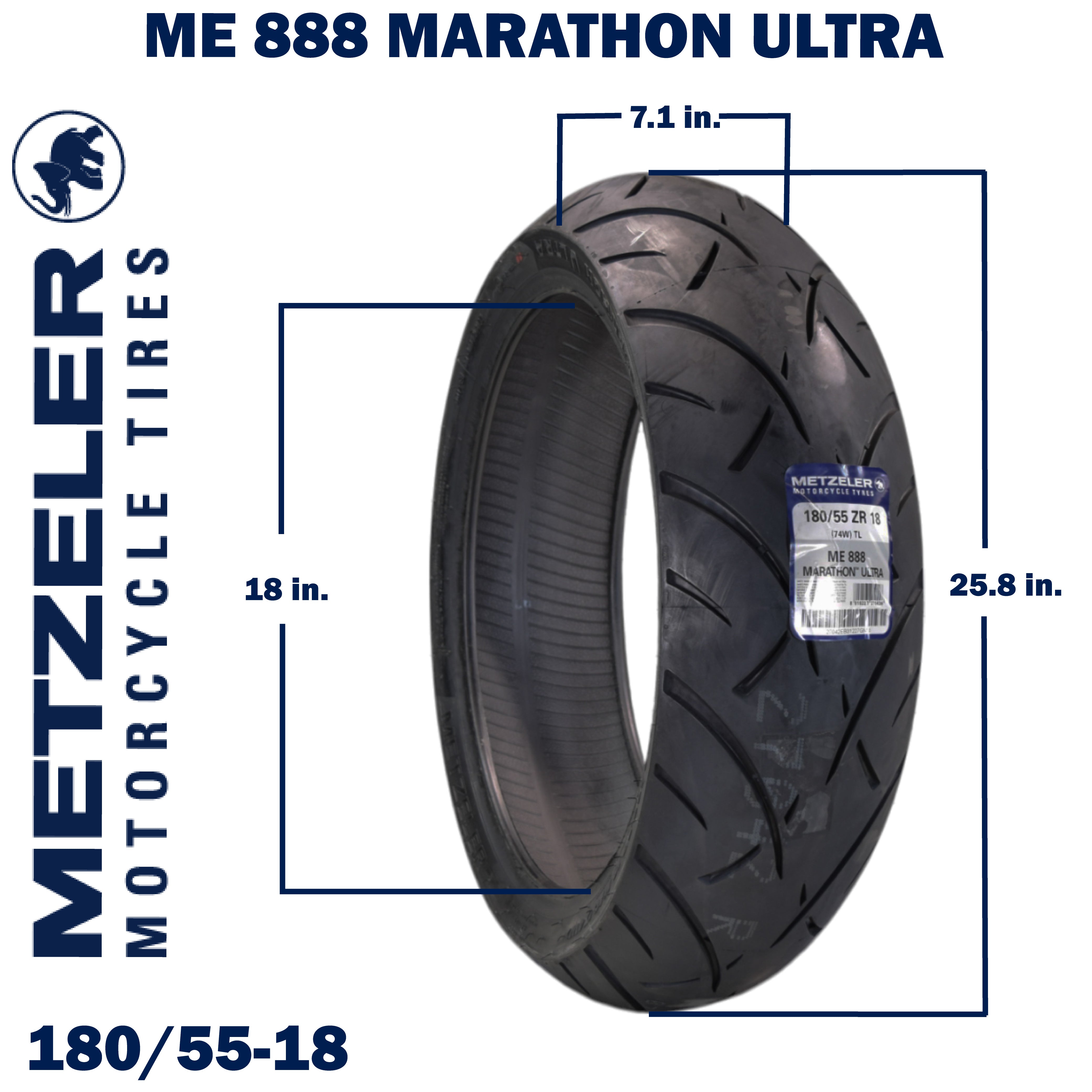 Metzeler ME 888 Marathon Ultra Rear 180/55ZR18 74W Motorcycle Tire with Keychain