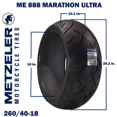 Metzeler ME 888 Marathon Ultra Rear 260/40R18 84V Motorcycle Tire with Keychain