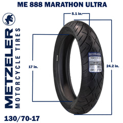 Metzeler ME 888 Marathon Ultra Front 130/70R17 62V Motorcycle Tire with Keychain