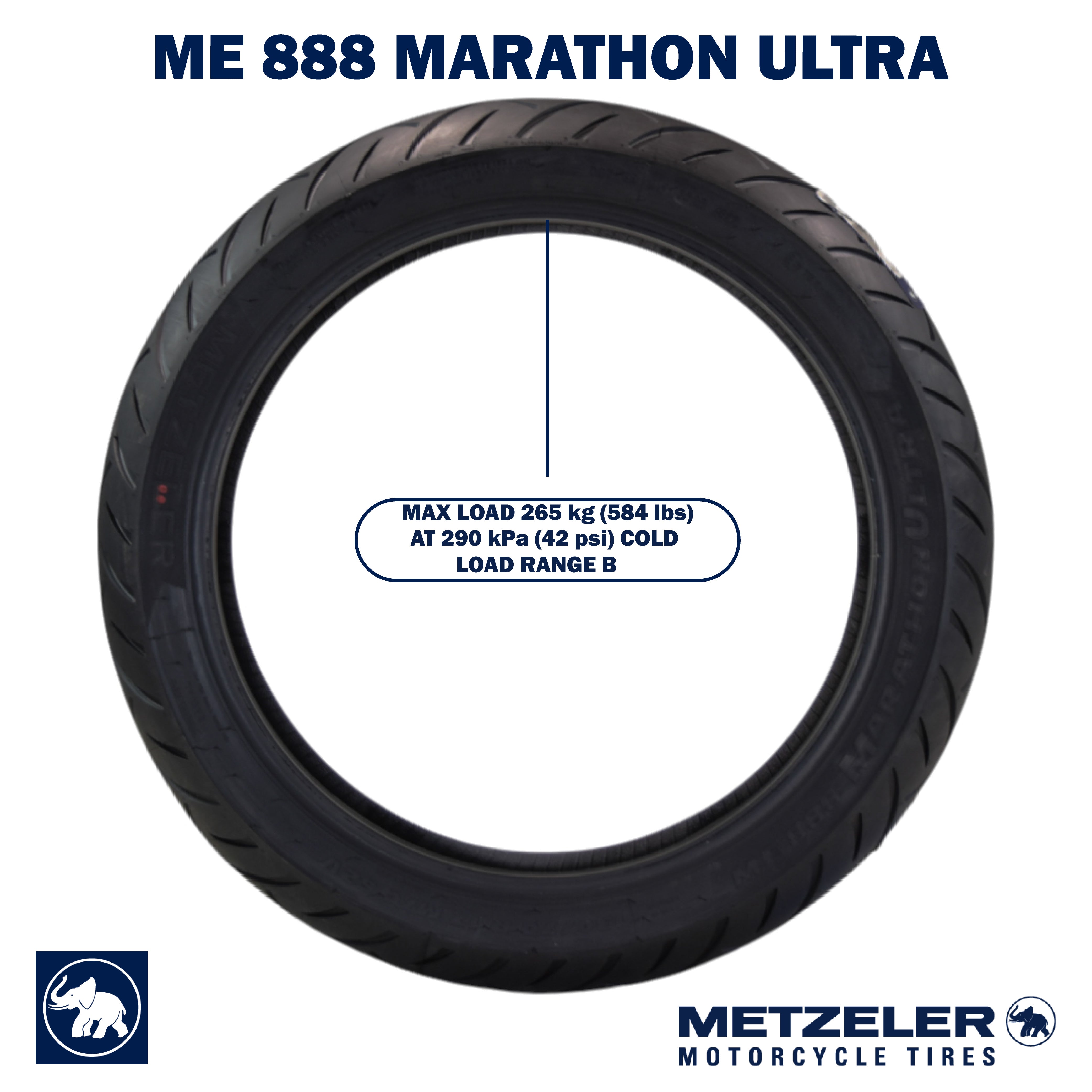 Metzeler ME 888 Marathon Ultra Front 130/70R17 62V Motorcycle Tire with Keychain