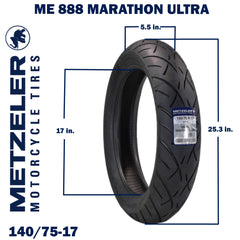 Metzeler ME 888 Marathon Ultra Front 140/75R17 67V Motorcycle Tire with Keychain