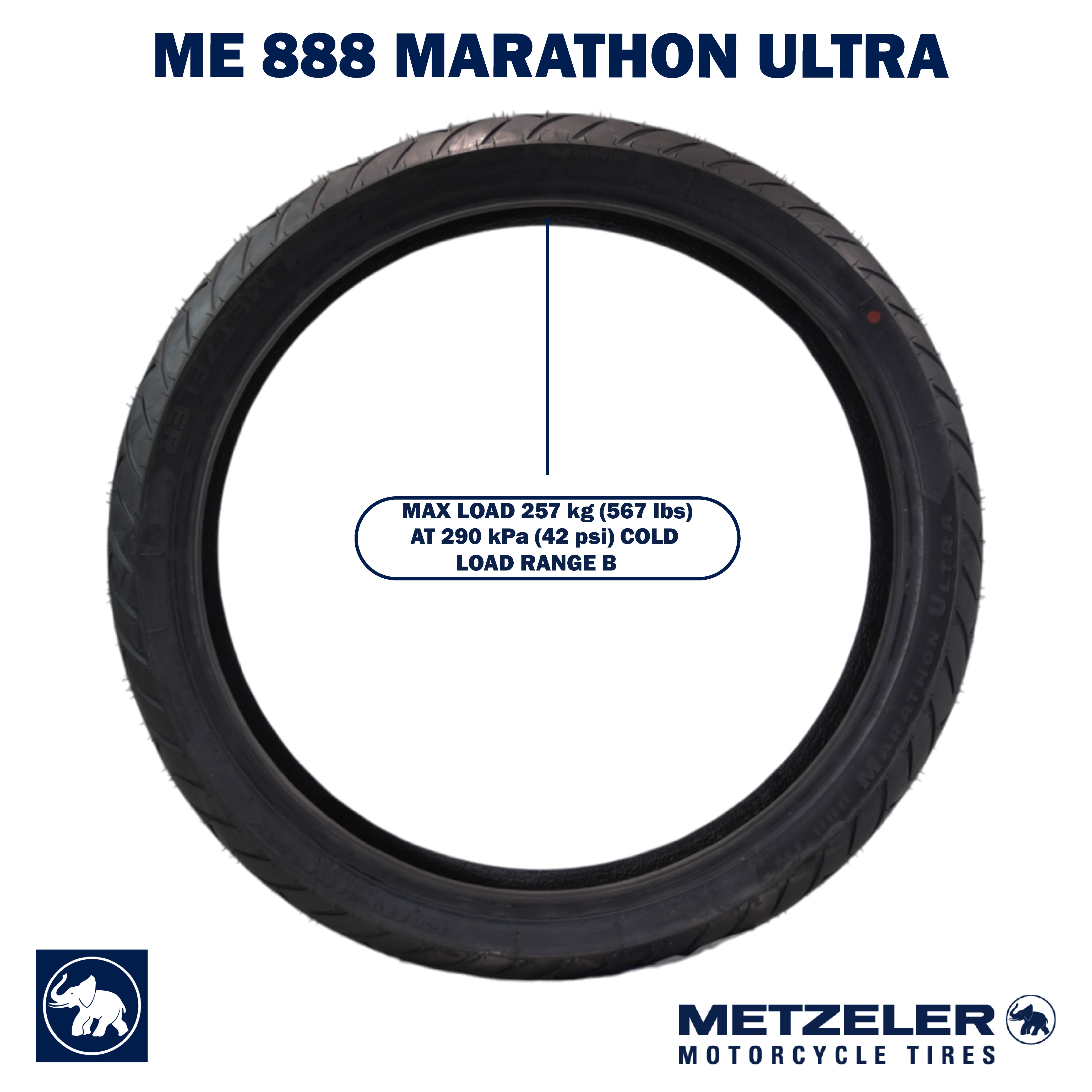 Metzeler ME 888 Marathon Ultra Front 120/70-21 62V Motorcycle Tire with Keychain