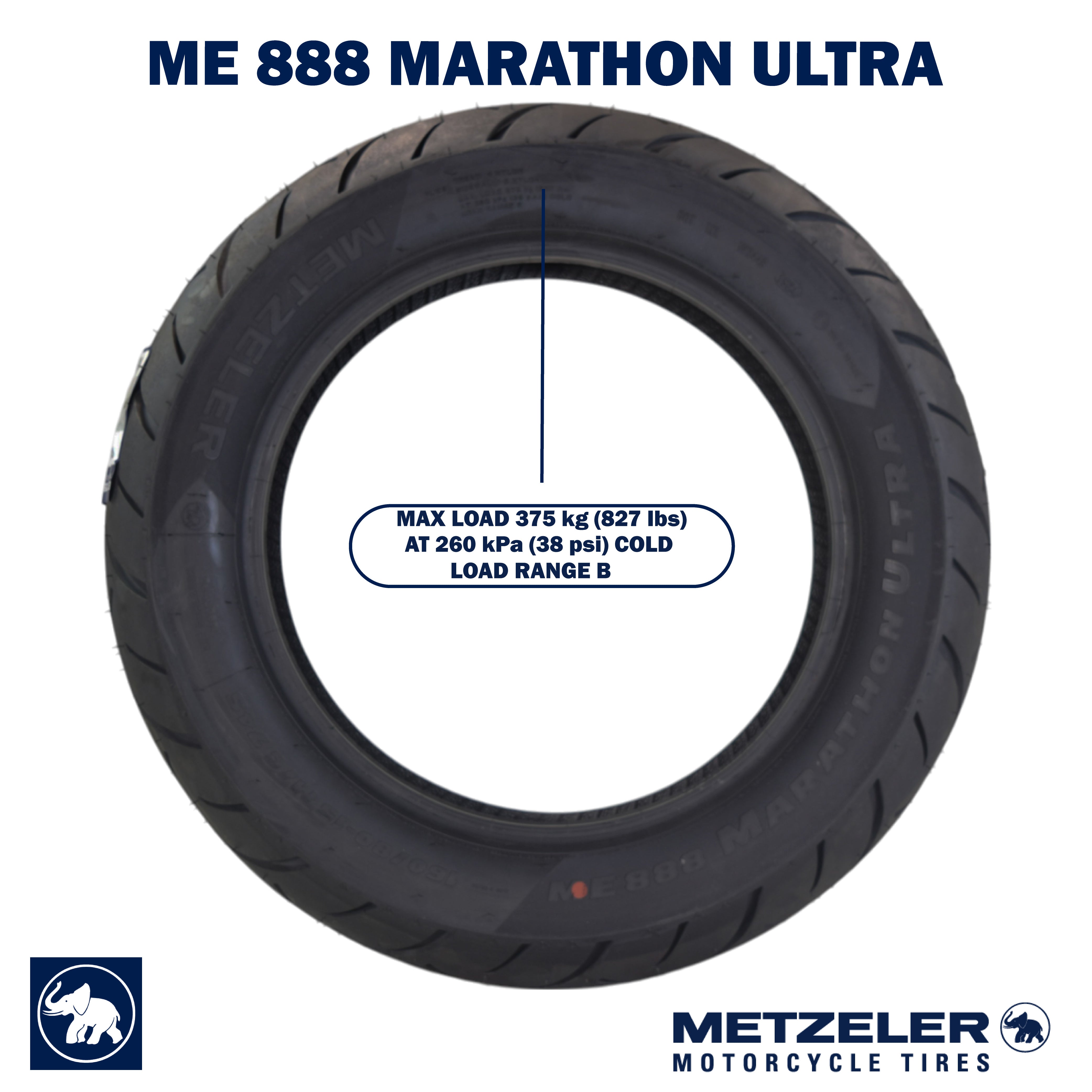 Metzeler ME 888 Marathon Ultra Rear 160/80-15 74S Motorcycle Tire with Keychain