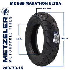 Metzeler ME 888 Marathon Ultra Rear 200/70B15 82H Motorcycle Tire with Keychain