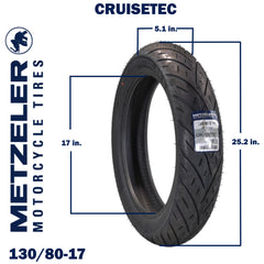 Metzeler Cruisetec Front 130/80B17 & Rear 180/65B16 REINF Tire Set w/ Keychain