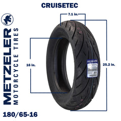 Metzeler Cruisetec Front 130/80B17 & Rear 180/65B16 REINF Tire Set w/ Keychain