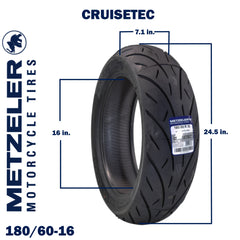 Metzeler Cruisetec Front 130/80B17 & Rear 180/60R16 REINF Tire Set w/ Keychain