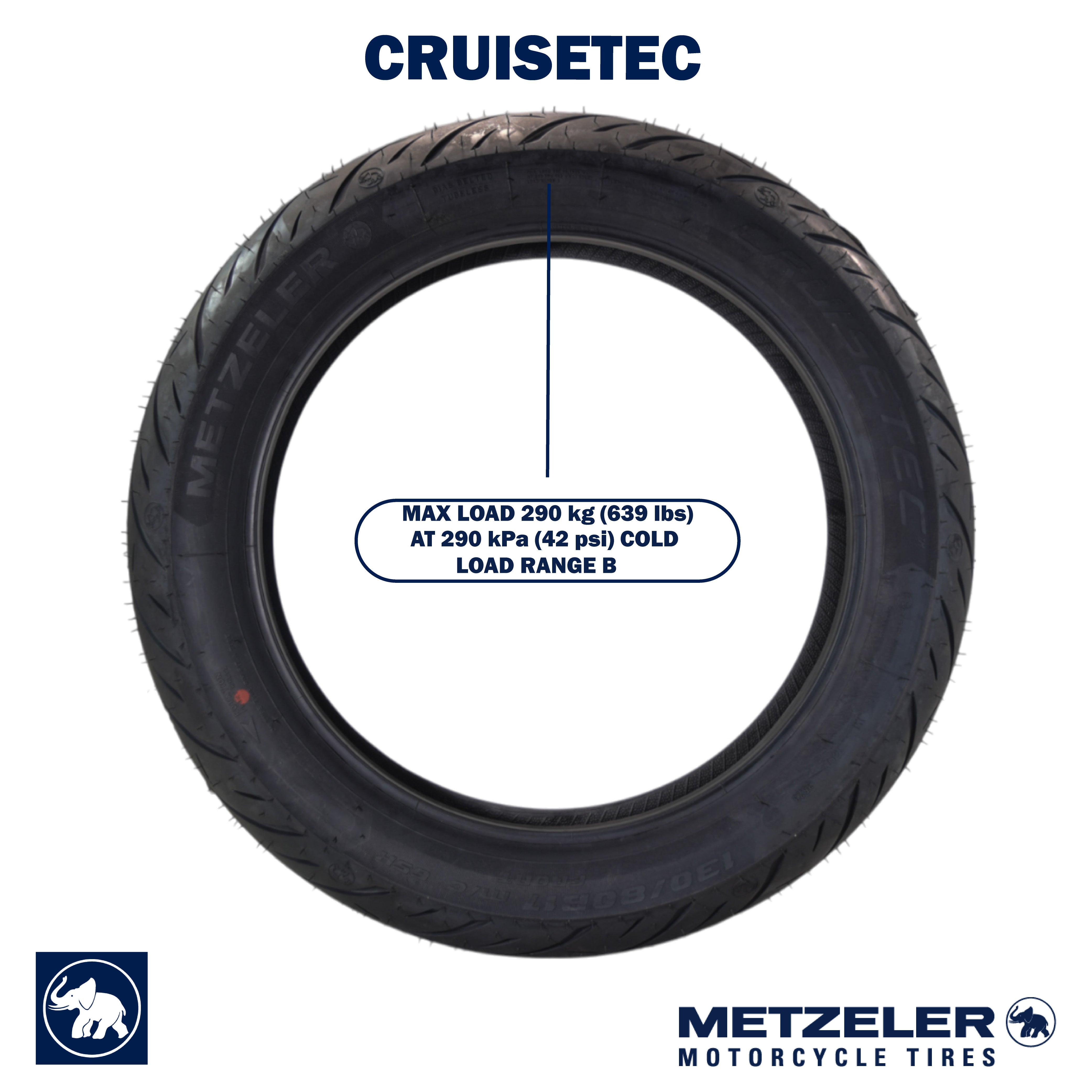 Metzeler Cruisetec 130/80B17 65H TL V-Twin Motorcycle Front Tire with Keychain