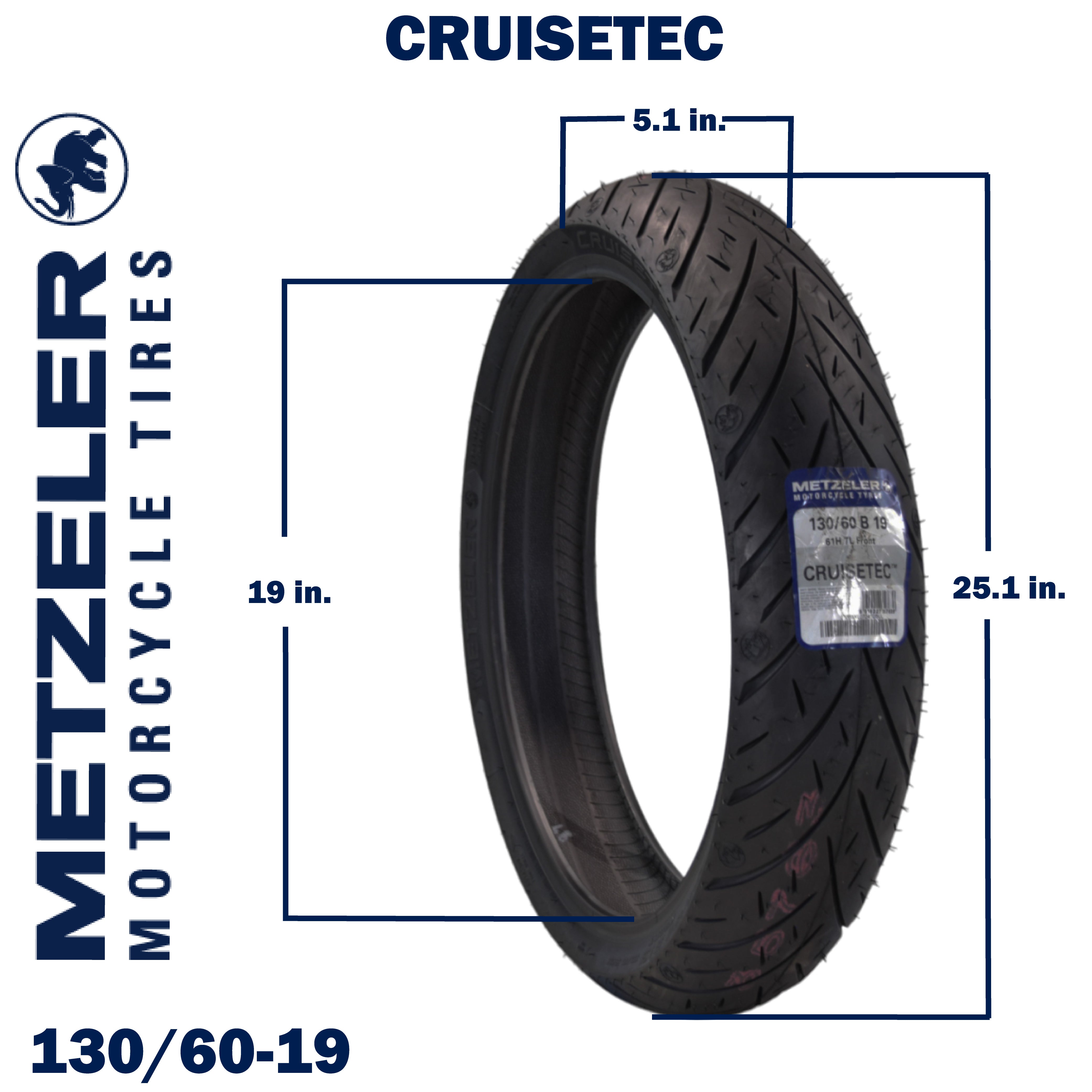 Metzeler Cruisetec Front 130/60B19 & Rear 180/65B16 REINF Tire Set w/ Keychain