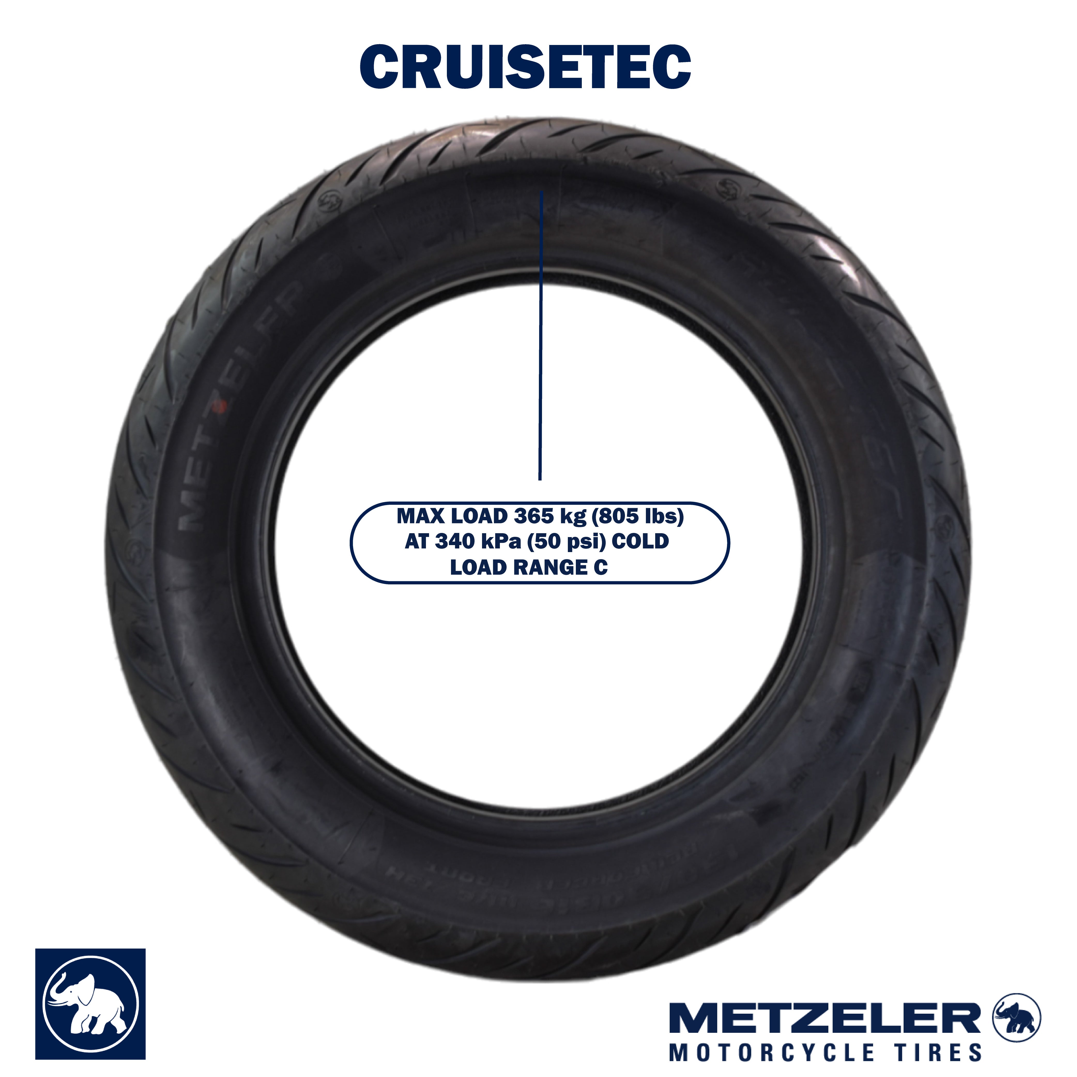 Metzeler Cruisetec 130/90B16 73H REINF TL Motorcycle Front Tire with Keychain