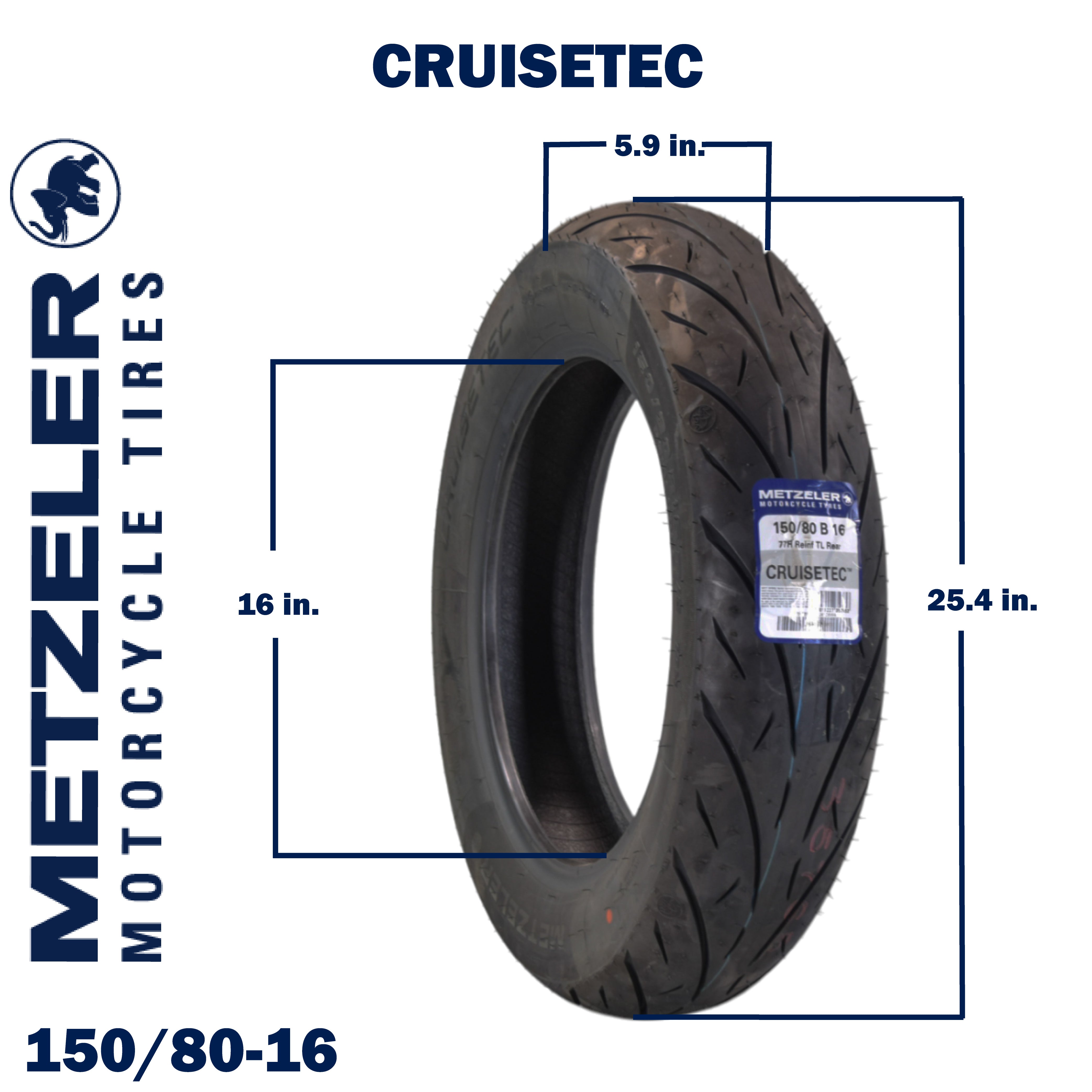 Metzeler Cruisetec 150/80B16 77H REINF TL Motorcycle Rear Tire with Keychain