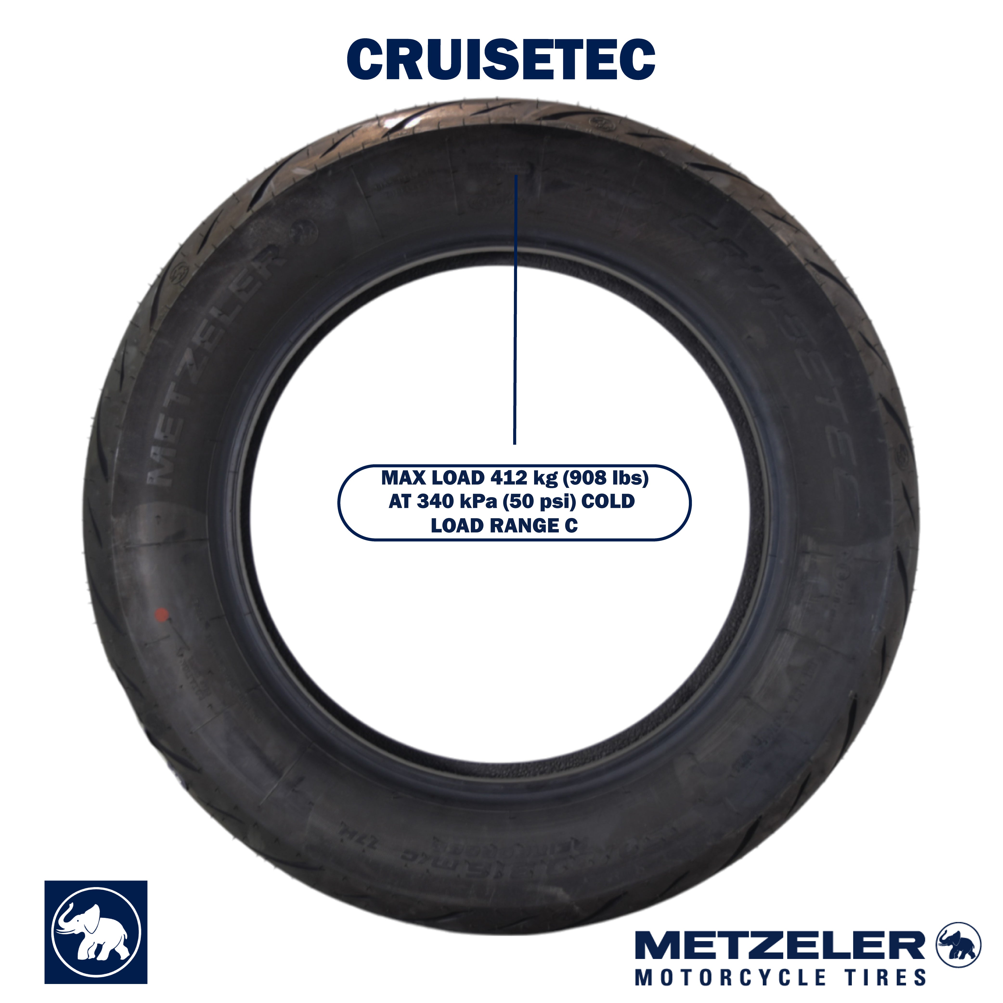 Metzeler Cruisetec 150/80B16 77H REINF TL Motorcycle Rear Tire with Keychain