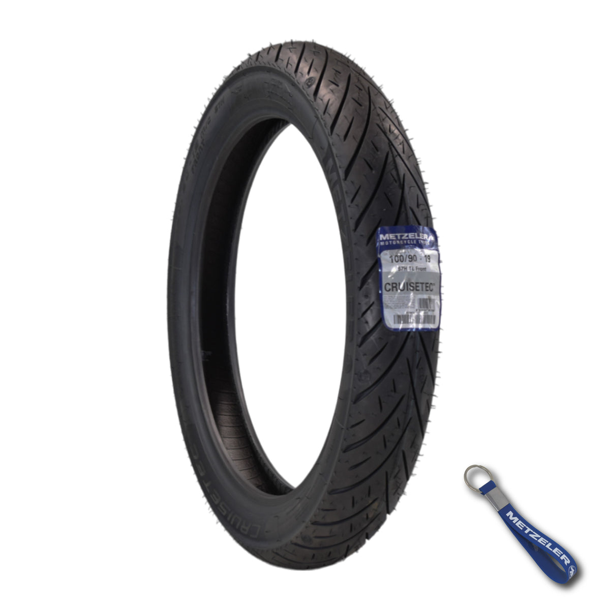 Metzeler Cruisetec 100/90-19 57H TL V-Twin Motorcycle Front Tire with Keychain