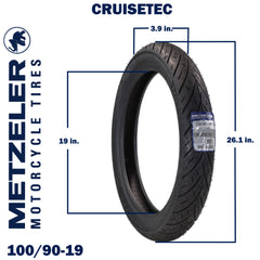 Metzeler Cruisetec 100/90-19 57H TL V-Twin Motorcycle Front Tire with Keychain