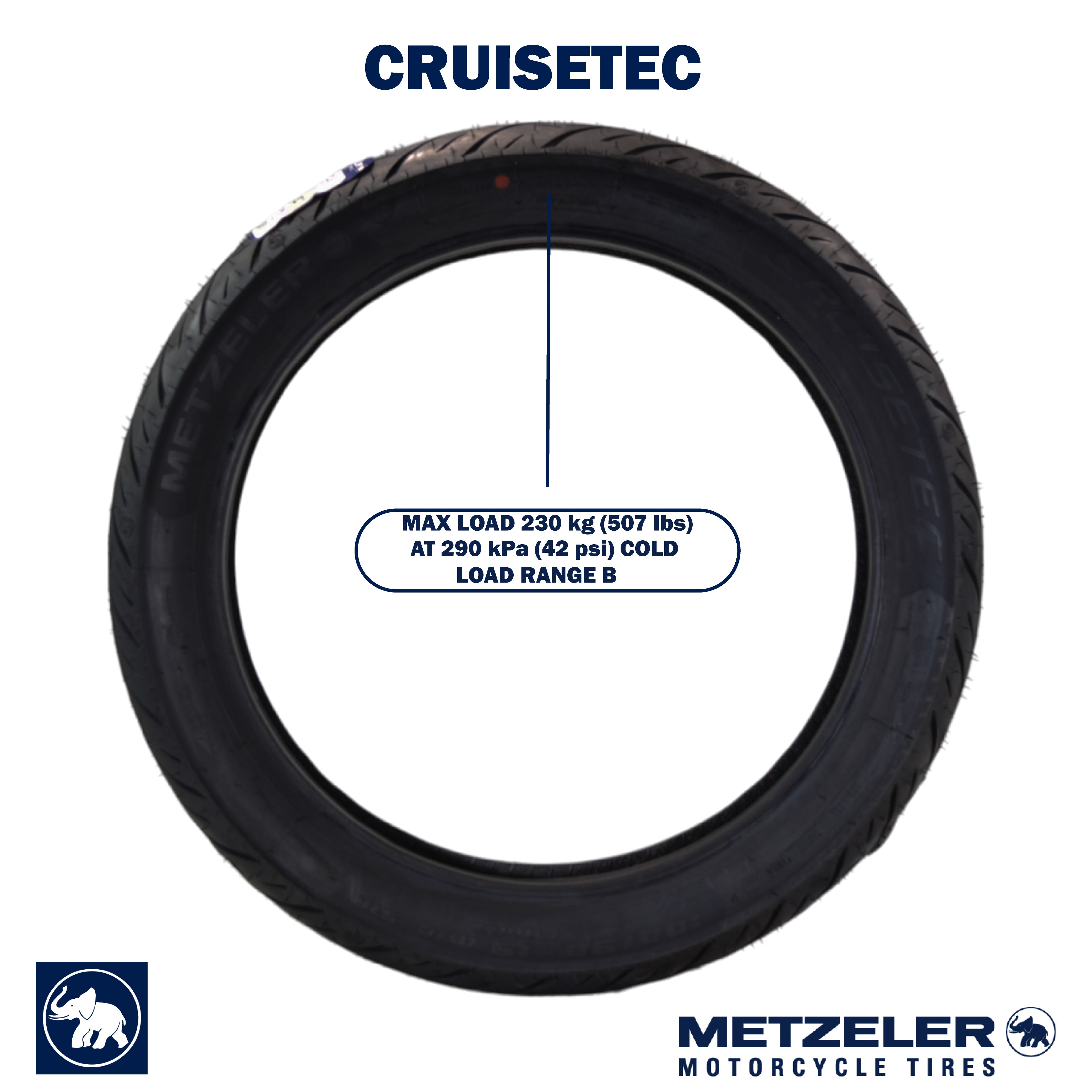 Metzeler Cruisetec 100/90-19 57H TL V-Twin Motorcycle Front Tire with Keychain