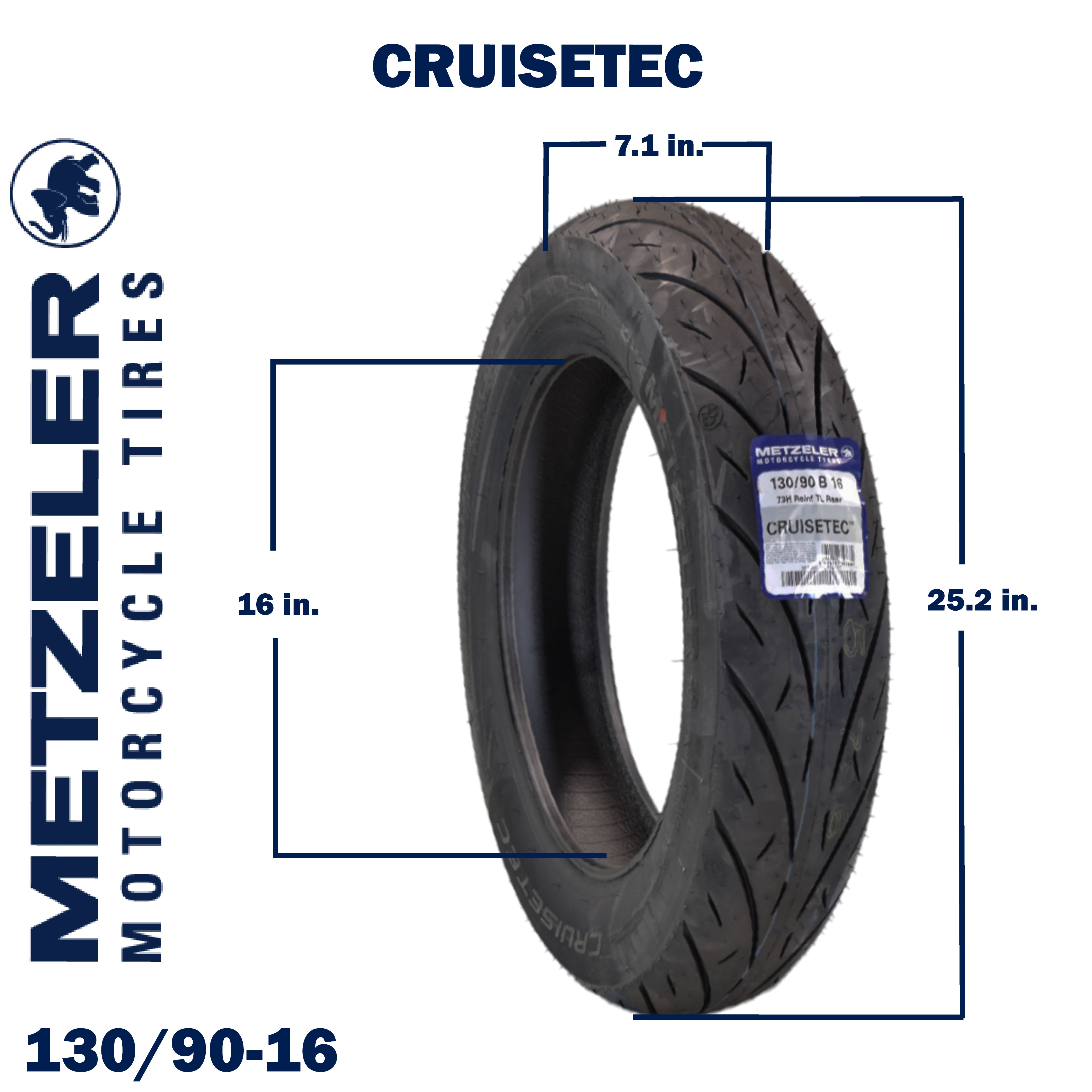 Metzeler Cruisetec 130/90B16 73H REINF TL Motorcycle Rear Tire with Keychain