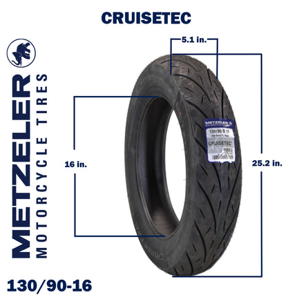 Metzeler Cruisetec V-Twin Motorcycle Front Tire - Performance Perfected for Cruiser, Custom & Heavy Tourers w/Enhanced Handling & Comfort - with Keychain (130/90B16 73H 1)