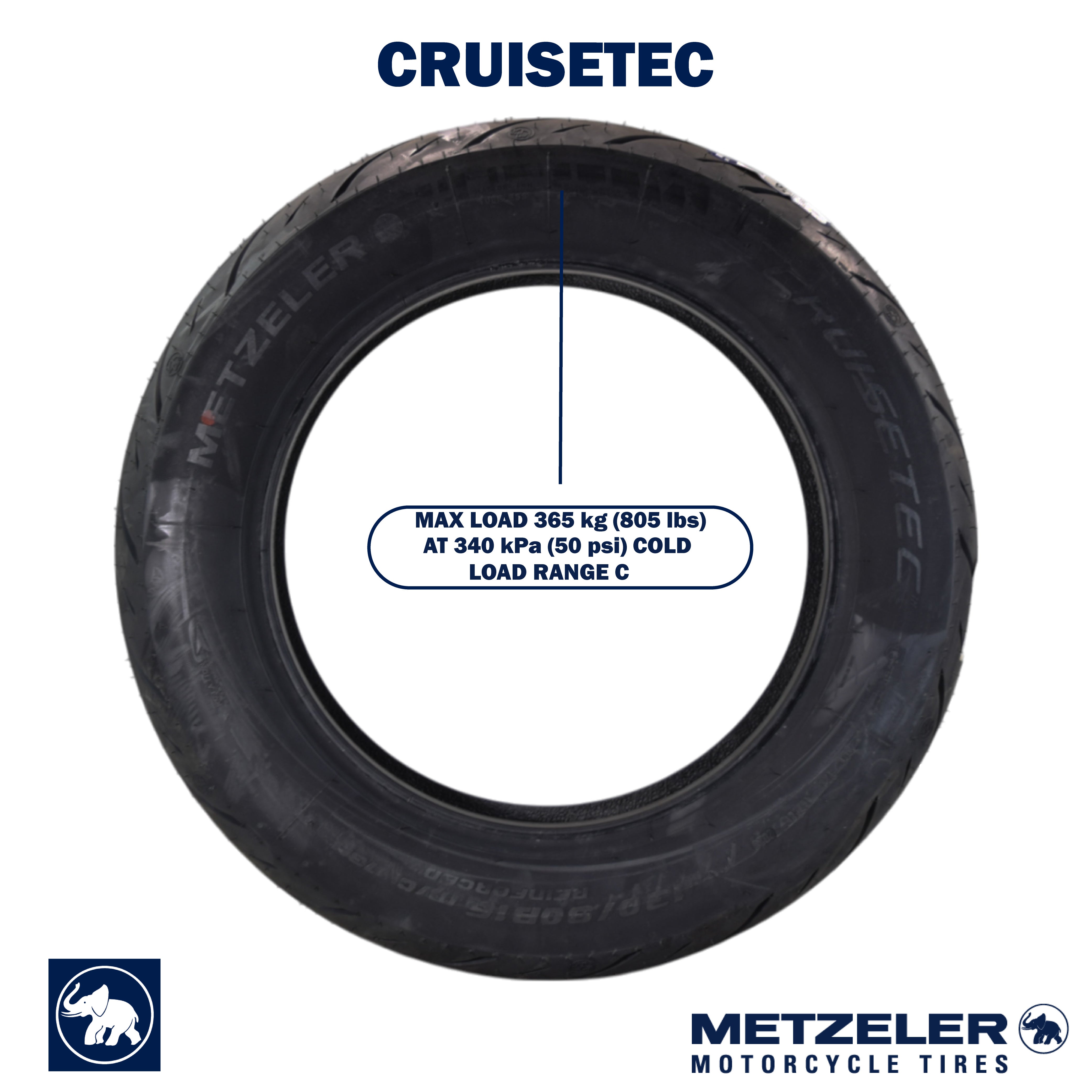 Metzeler Cruisetec 130/90B16 73H REINF TL Motorcycle Rear Tire with Keychain